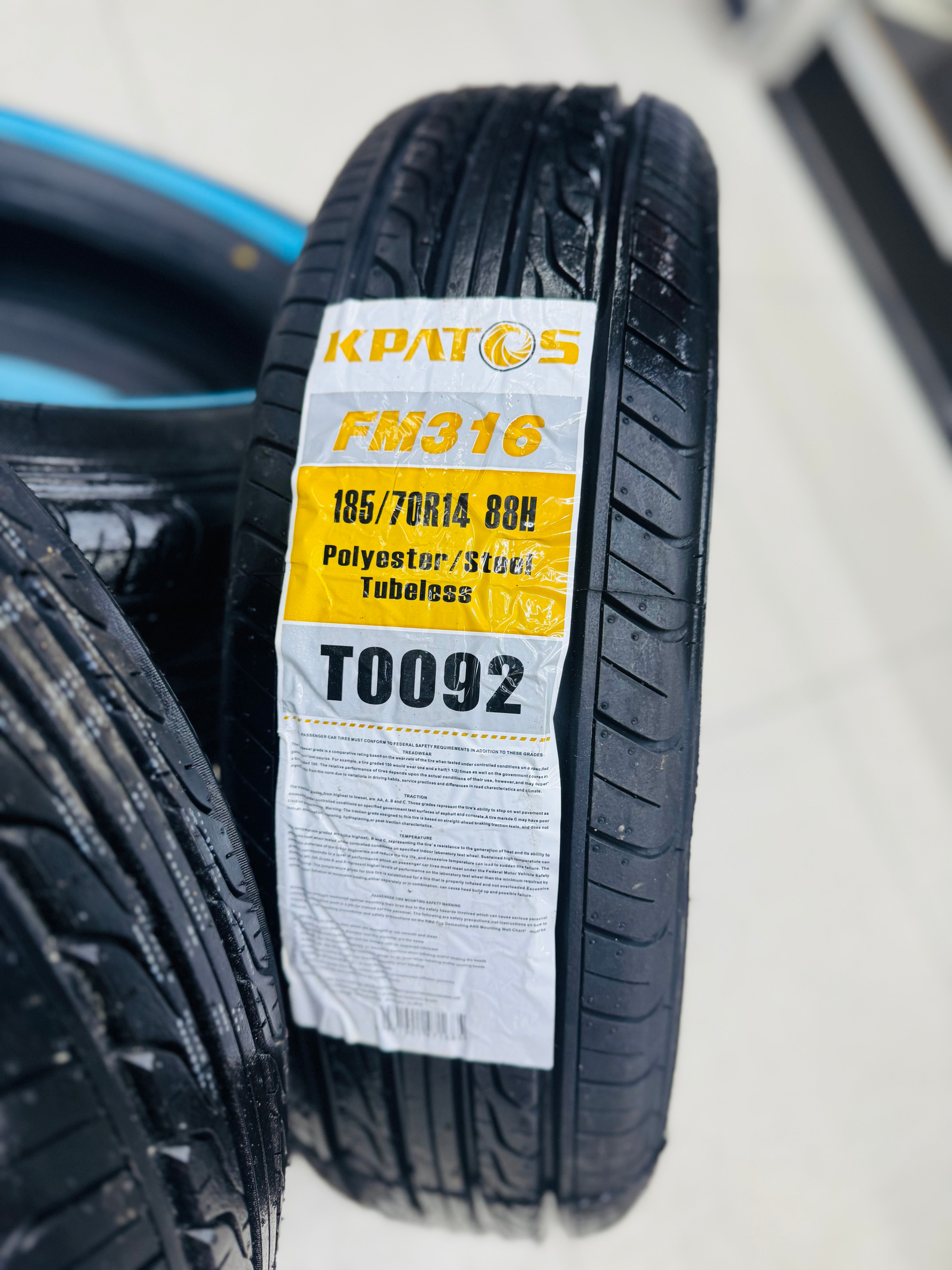 185/70/14 KPATOS WHITE WALL TYRES
