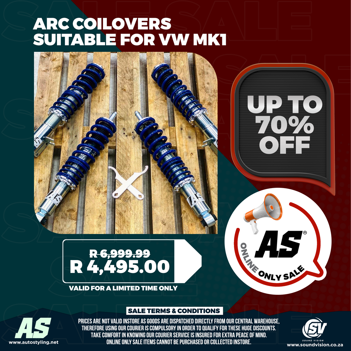 ARC COILOVERS SUITABLE FOR VW MK1 - Autostyling Klerksdorp