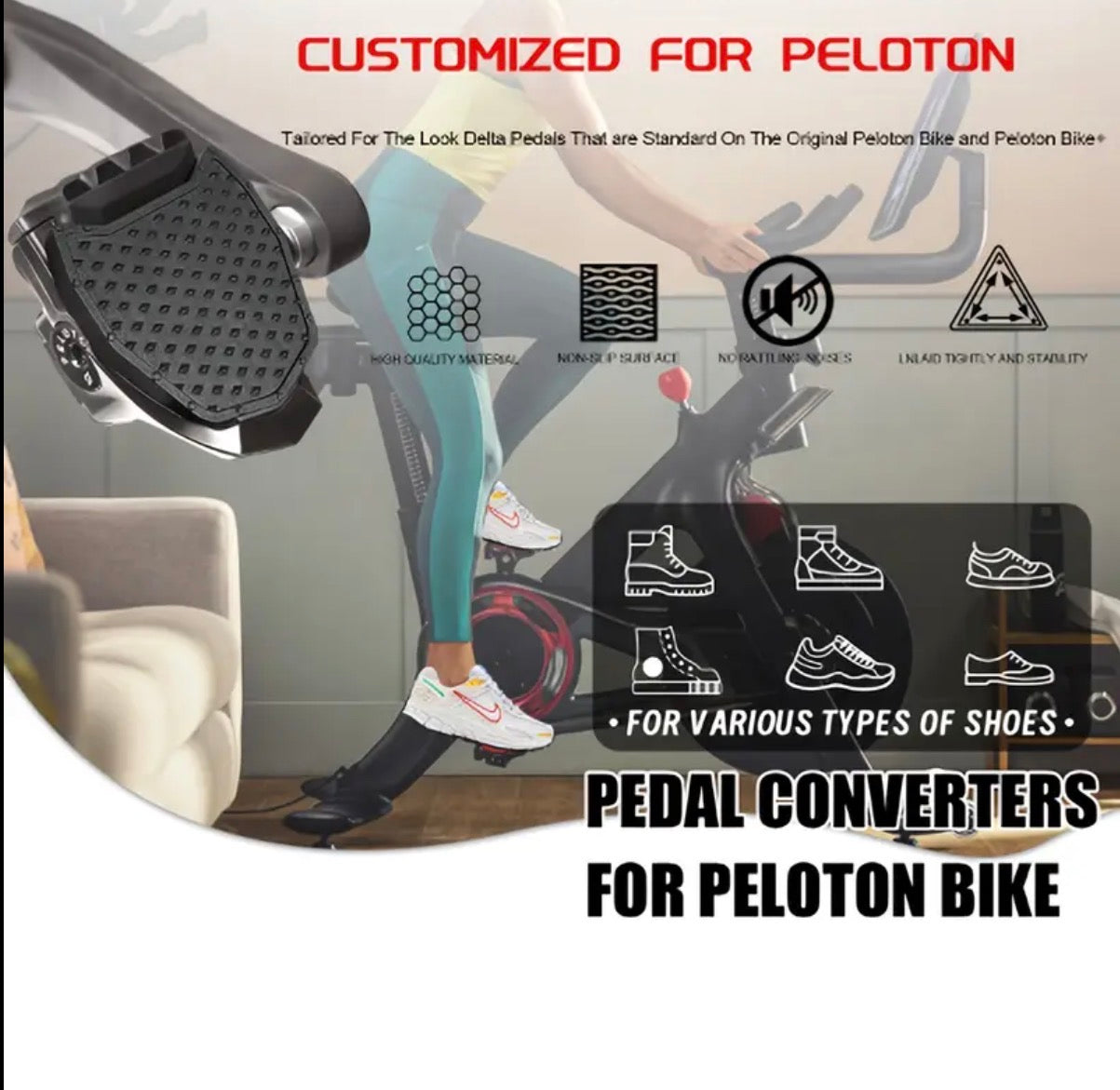 Clipless Pedal to Universal Platform Adapter Compatible with SPD-SL System
