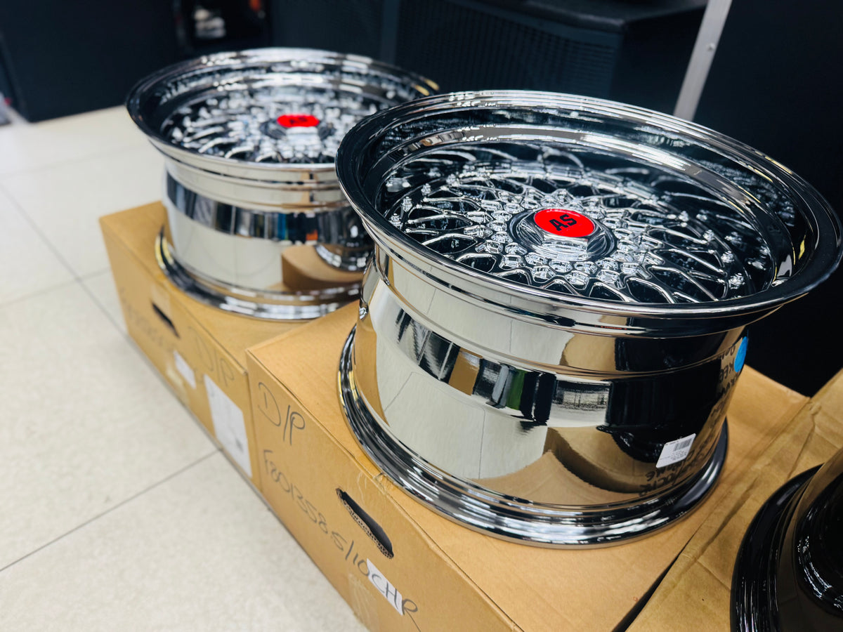 17” AS® CHROME WITH CHROME STUDS  4x100 & 5x100 10j