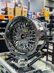 17” AS® CHROME WITH GOLD STUDS  4x100 & 4x114  8.5j/ 10j