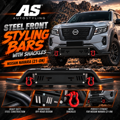 NISSAN NAVARA 2021 BUMPER GUARD WITH red shackles - Autostyling Klerksdorp