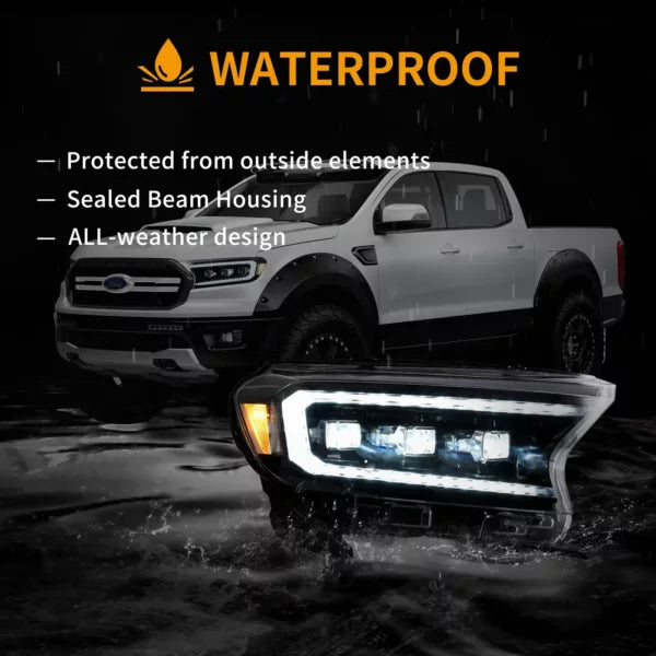 Ford Ranger VLAND Headlights Tri-Projector style 2016+ to 2022