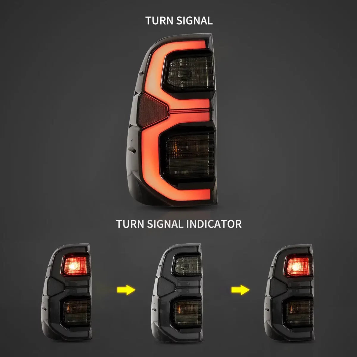 Toyota Hilux GD6 upgrade original  Vland Tail Lights With Dynamic Welcome Lighting FULL BLACK