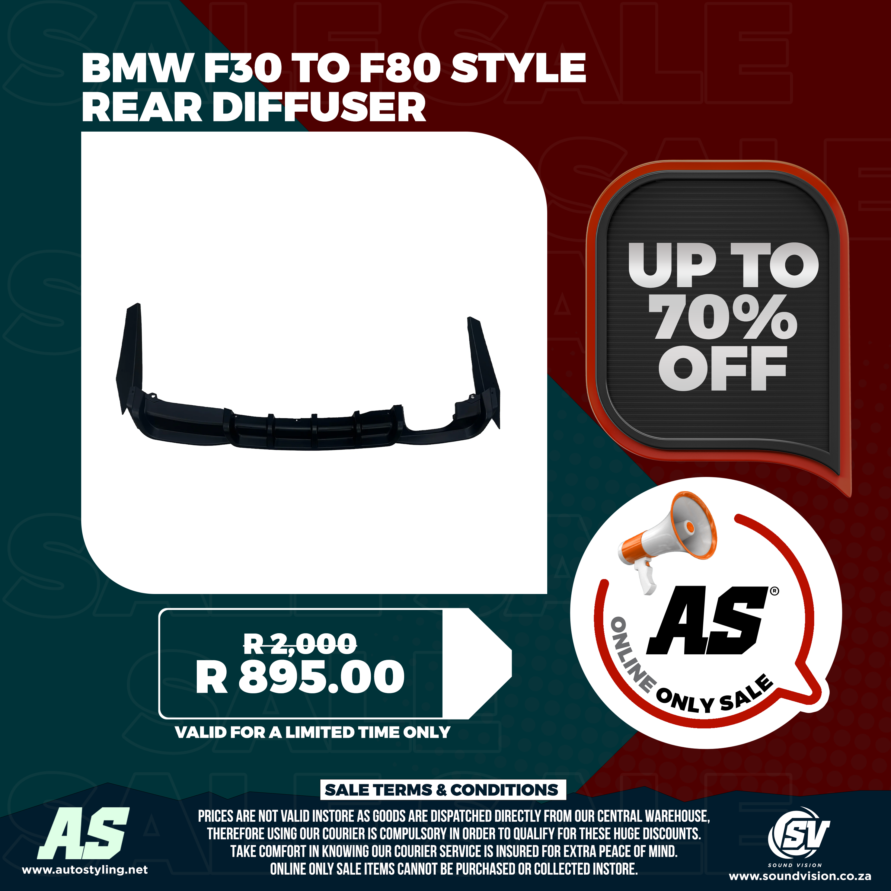 BMW F30 to F80 style rear diffuser