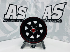14” LEGEND 8 SPOKE BLACK RED STRIPE 5/114 for 7 seaters