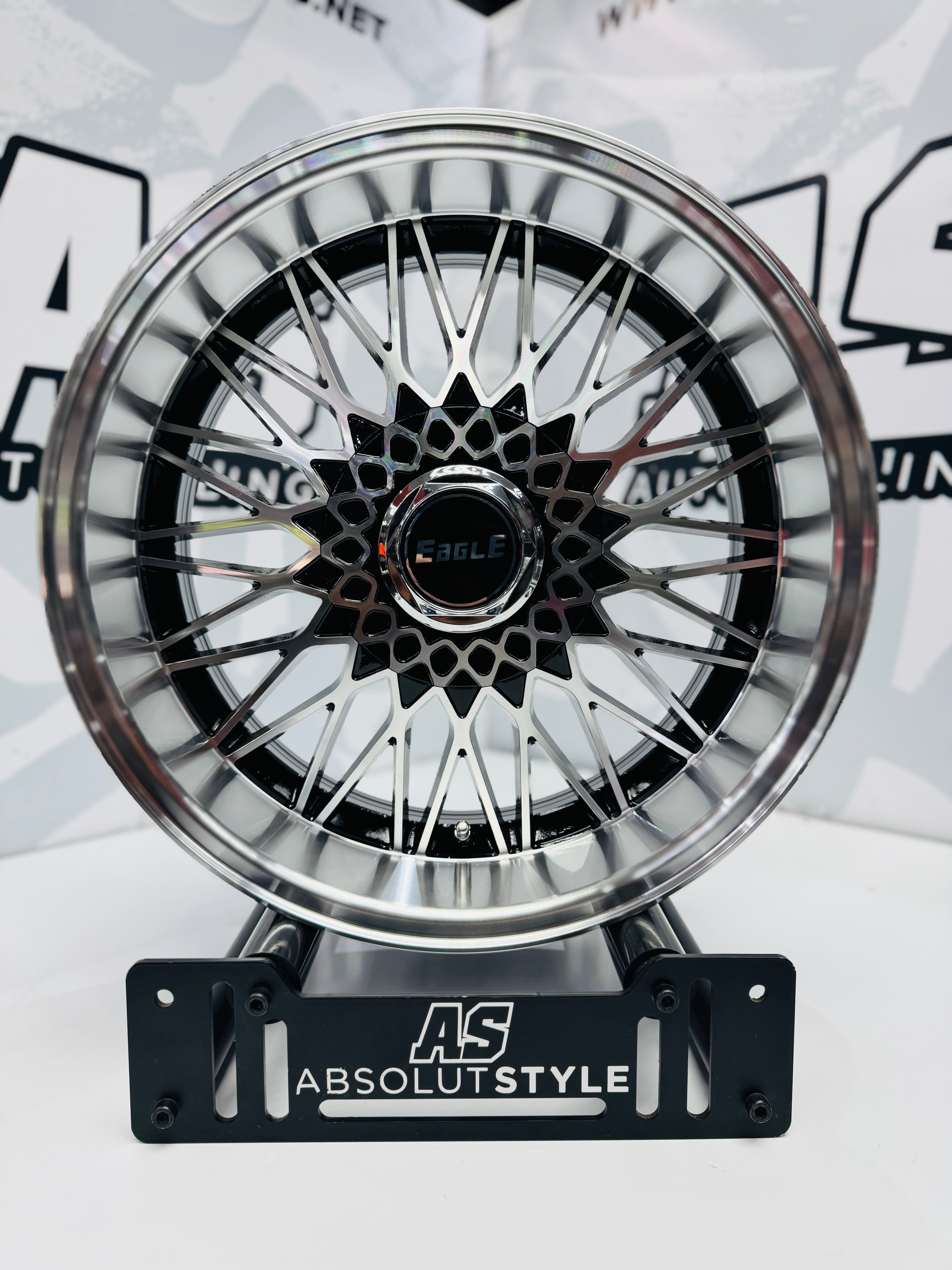 17” AS-EAGLE MACHINE BLACK DEEP DISH REAR 4/100 4/114