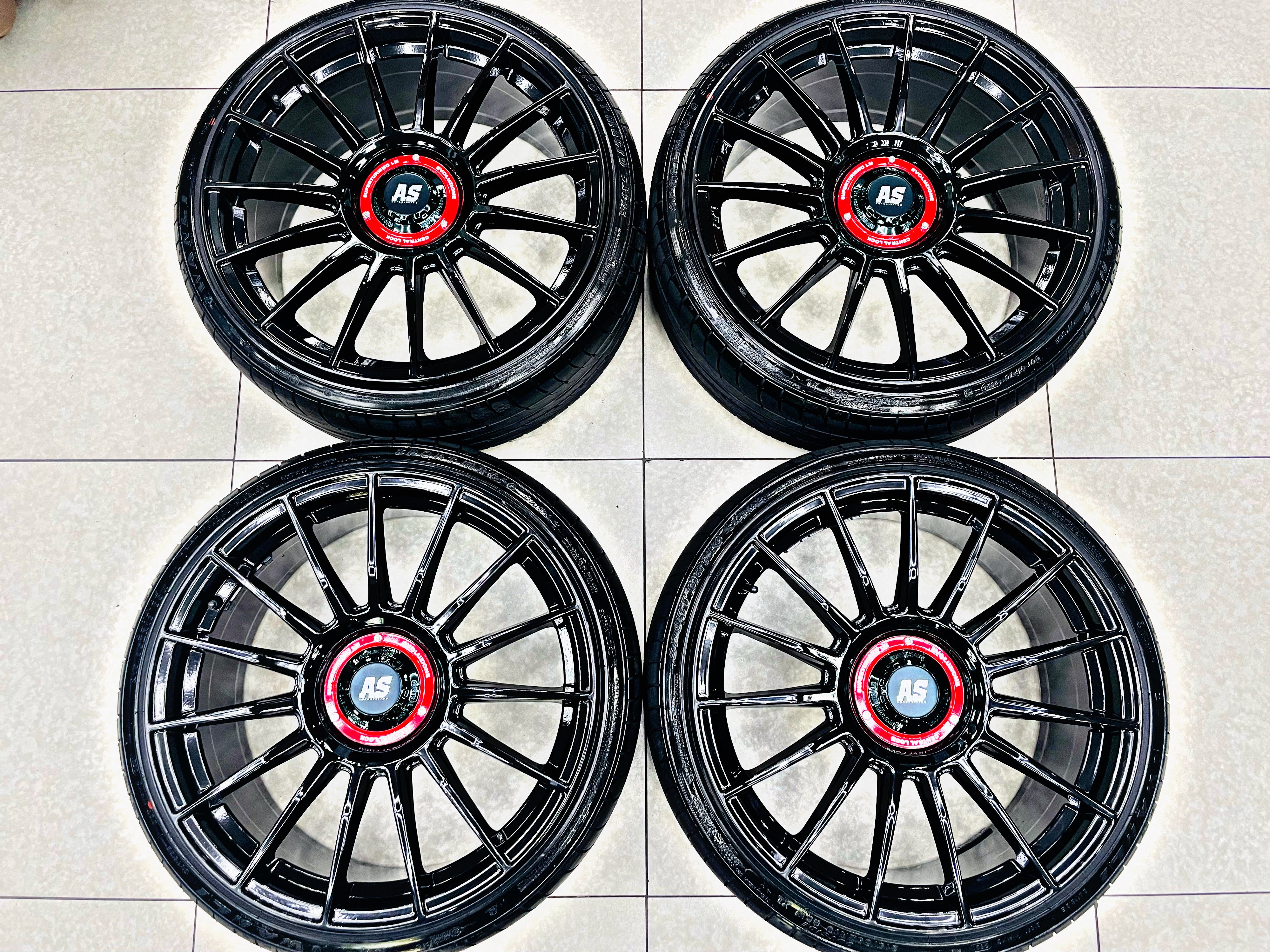 19” AS-SUPERTURISMO  5/112 & 5x100 multi PCD  GLOSS BLACK WITH 215/35/19 TYRES