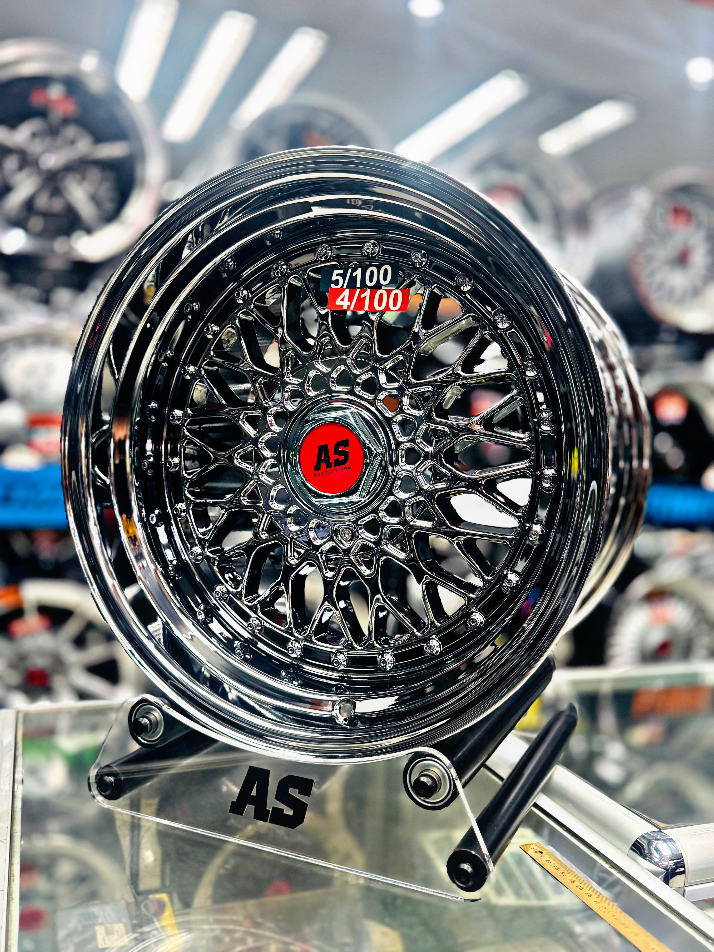 17” AS® CHROME WITH CHROME STUDS  4x100 & 5x100 8.5j/ 10j