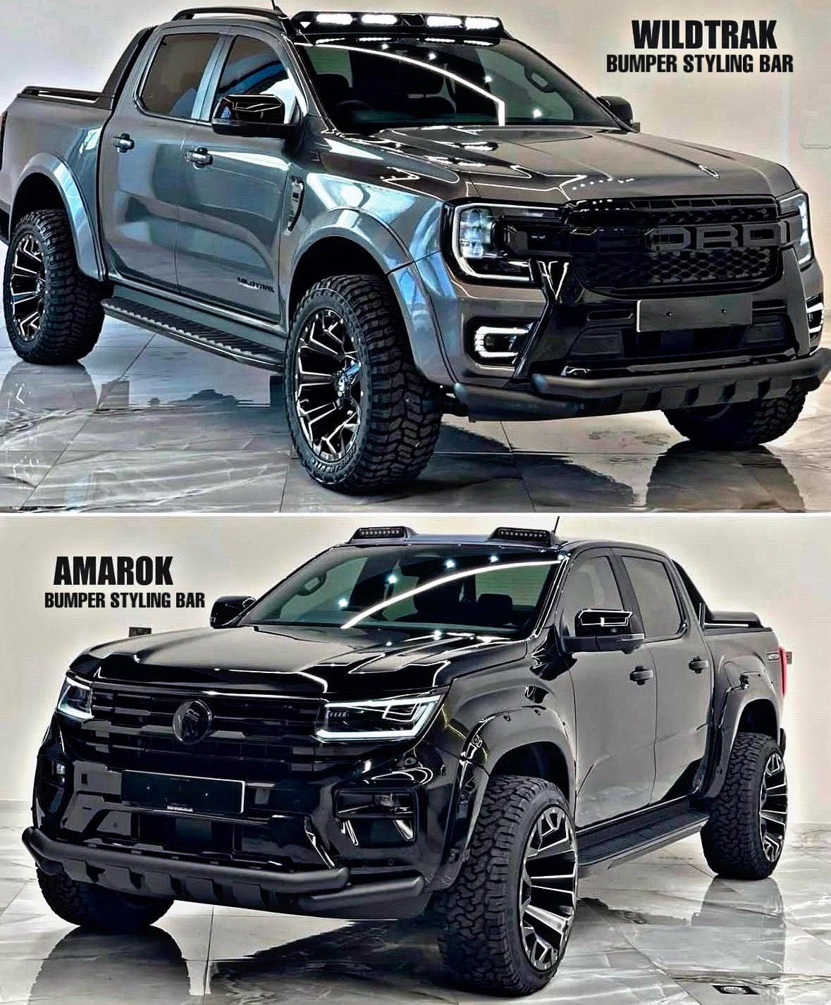FORD RAPTOR RANGER/ EVEREST  NEX NEX GEN AMAROK NEXT GEN 2023 STYLING BAR 3 PIECE BLACK FITS ALL NEW GENERATION FORD RANGERS