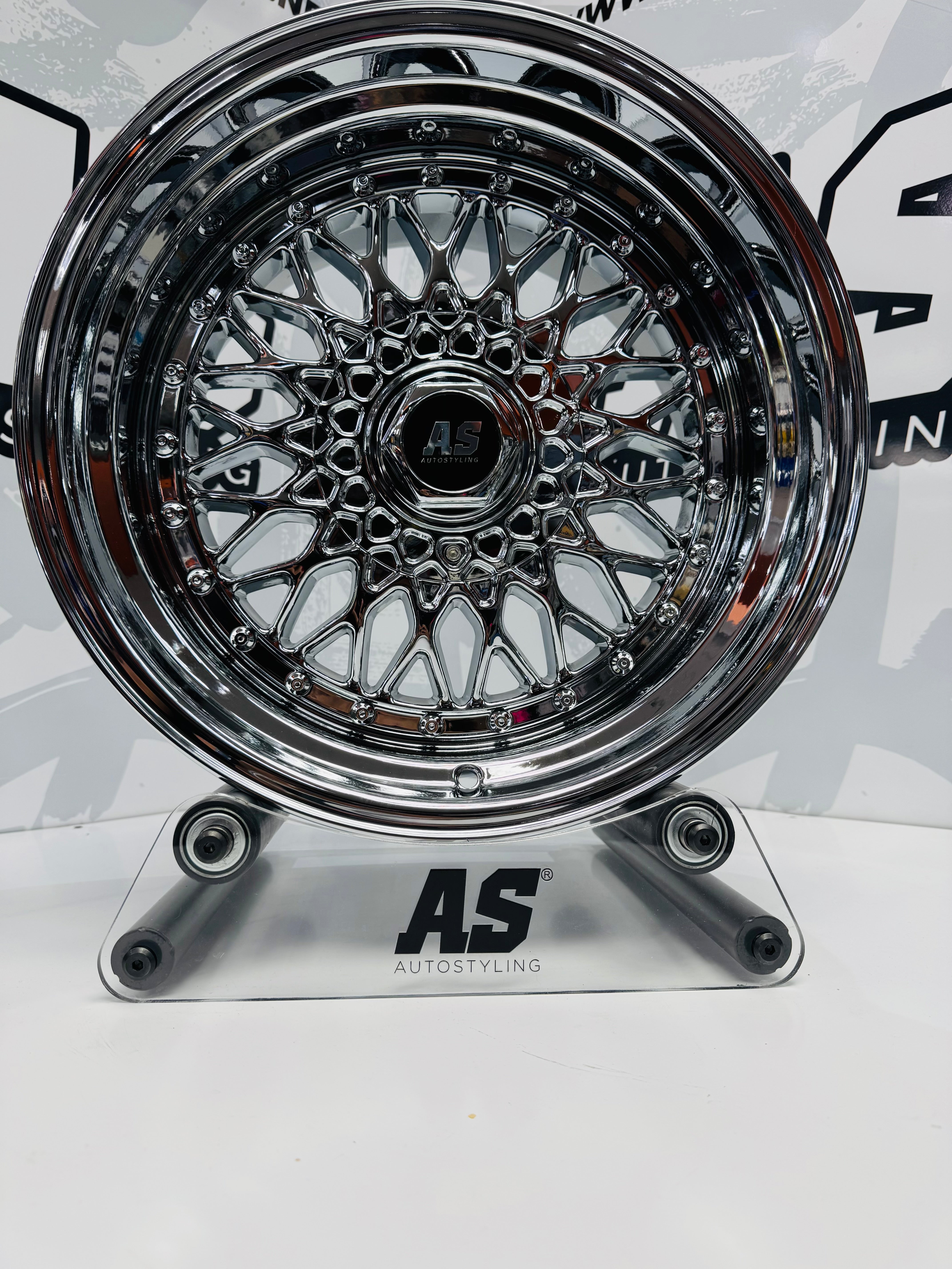 17” AS® CHROME WITH CHROME  STUDS  4x100 & 5x100 8.5j/ 10j