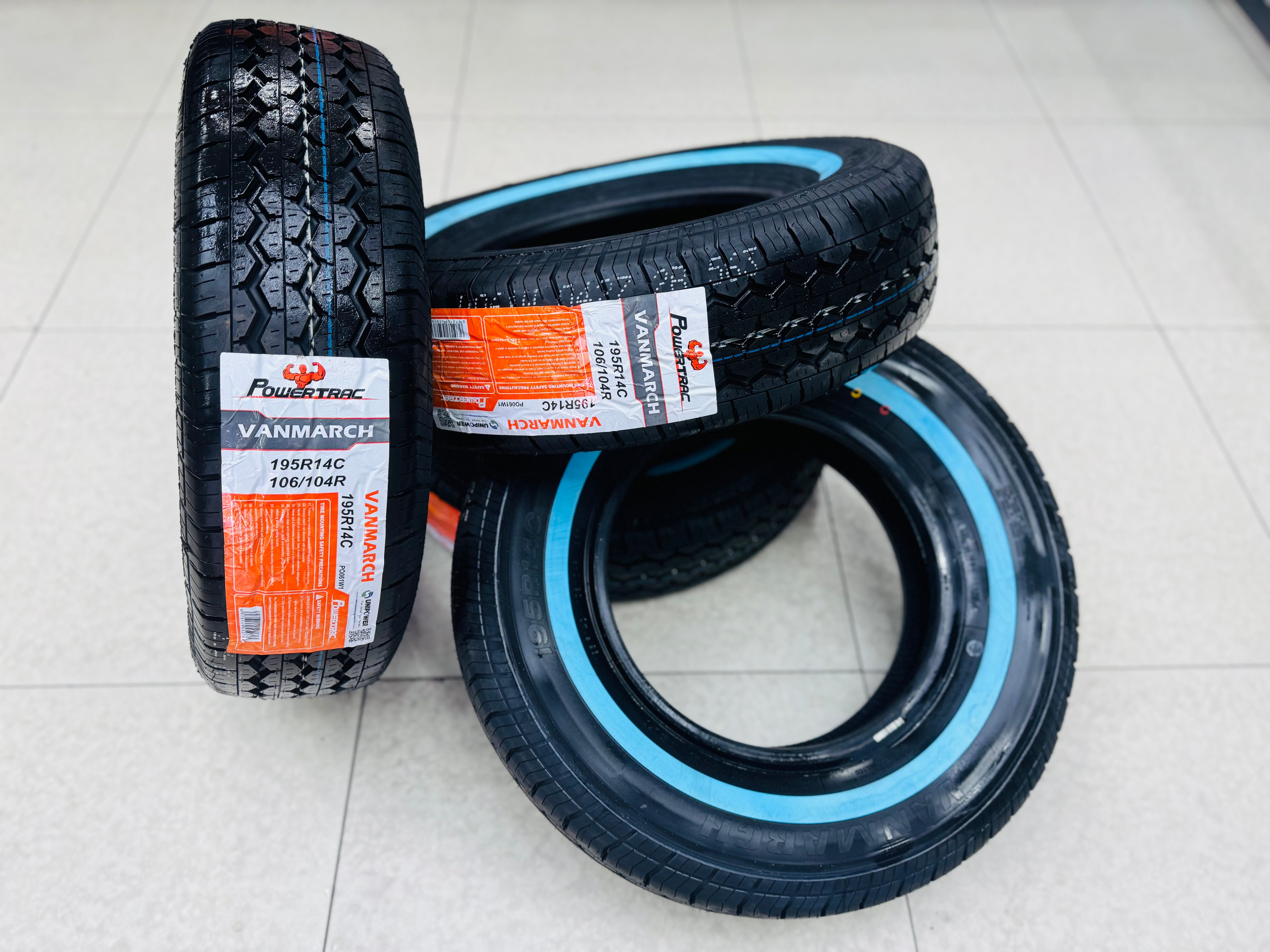 195R14C white wall powertrac taxi tyres