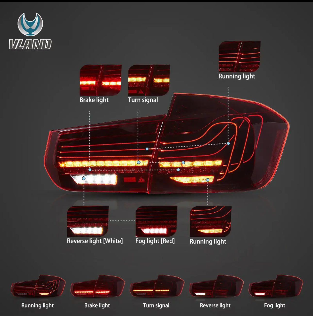 VLAND LED Tail Lights (Laser DRL) - BMW / F30 / F80 / 3-Series / M3 |