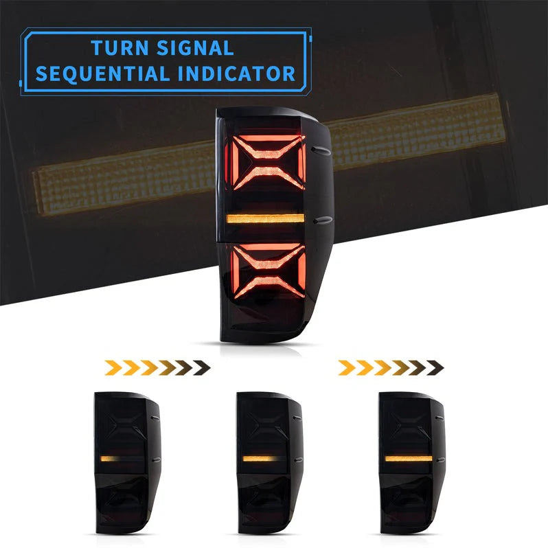 VLAND Full LED Tail Lights For Ford Ranger (T6) 2012-2022  BLACK