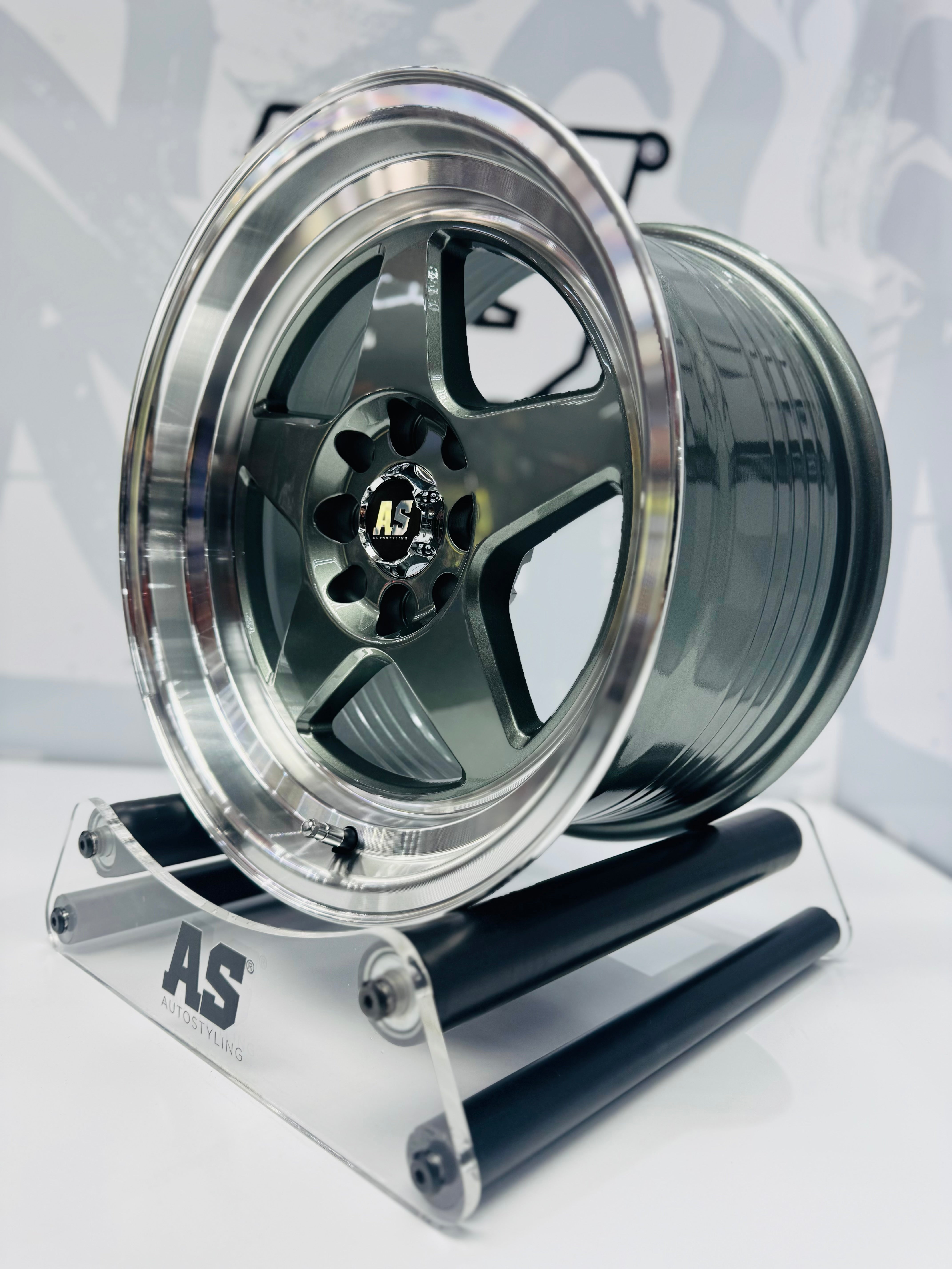 15” AS APEX - 7704  4/100 4/108 gunmetal grey wheels