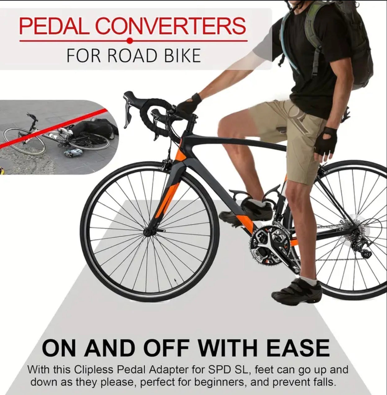 Clipless Pedal to Universal Platform Adapter Compatible with SPD-SL System