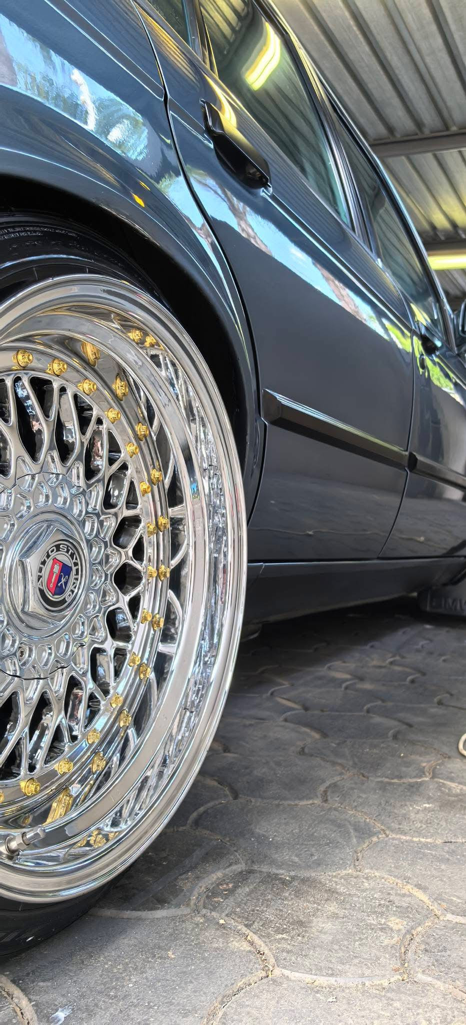 17” AS® Mesh chrome 4x100 & 5x100 10j rear GOLD STUDS
