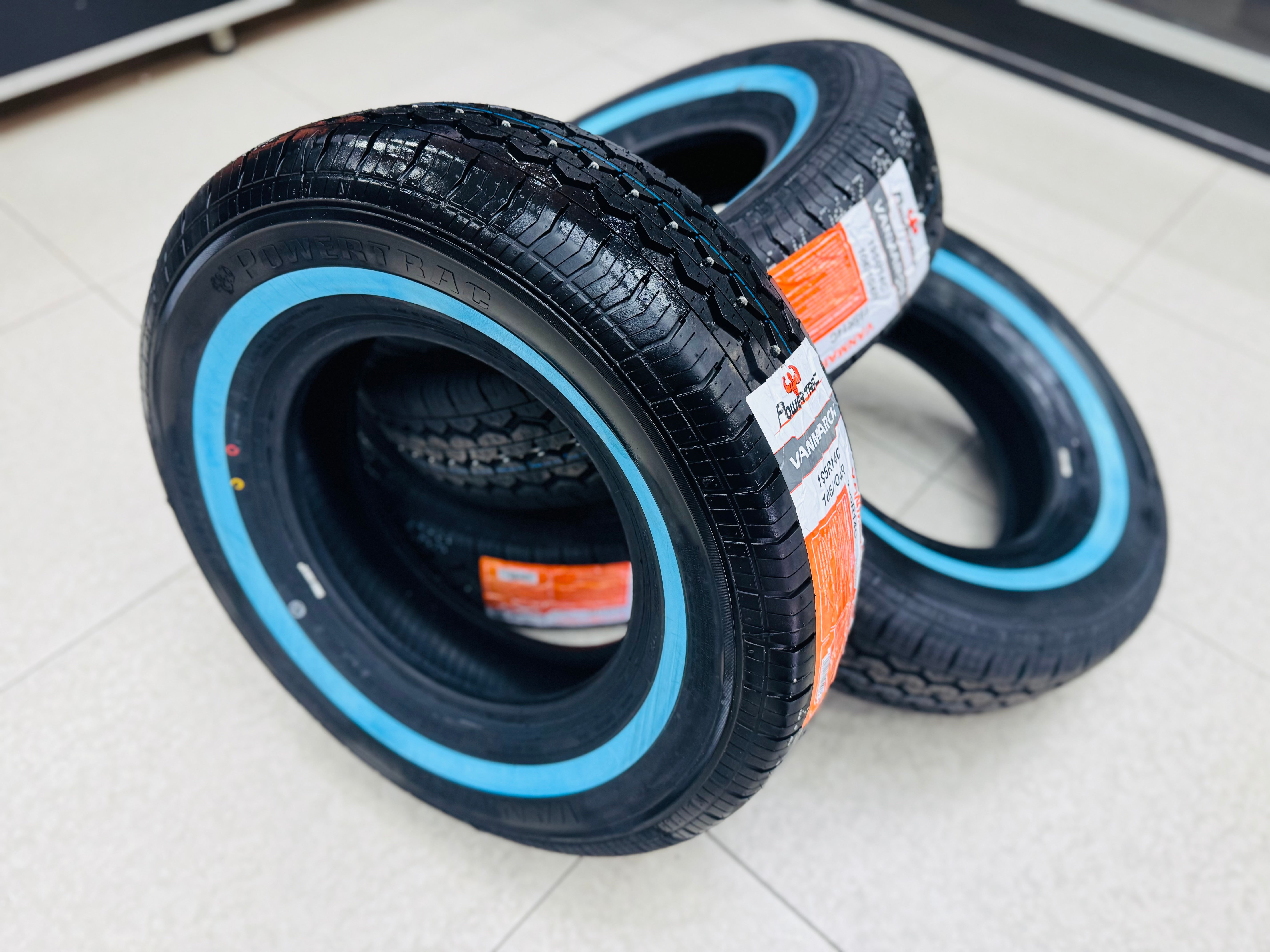 195R14C white wall powertrac taxi tyres