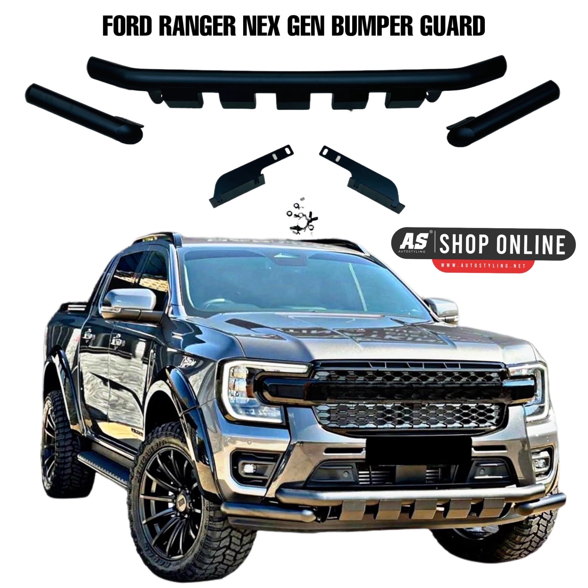 FORD RANGER NEXT GEN 2023 BUMPER GUARD / NUDGE BAR / STYLING BAR BLACK ...