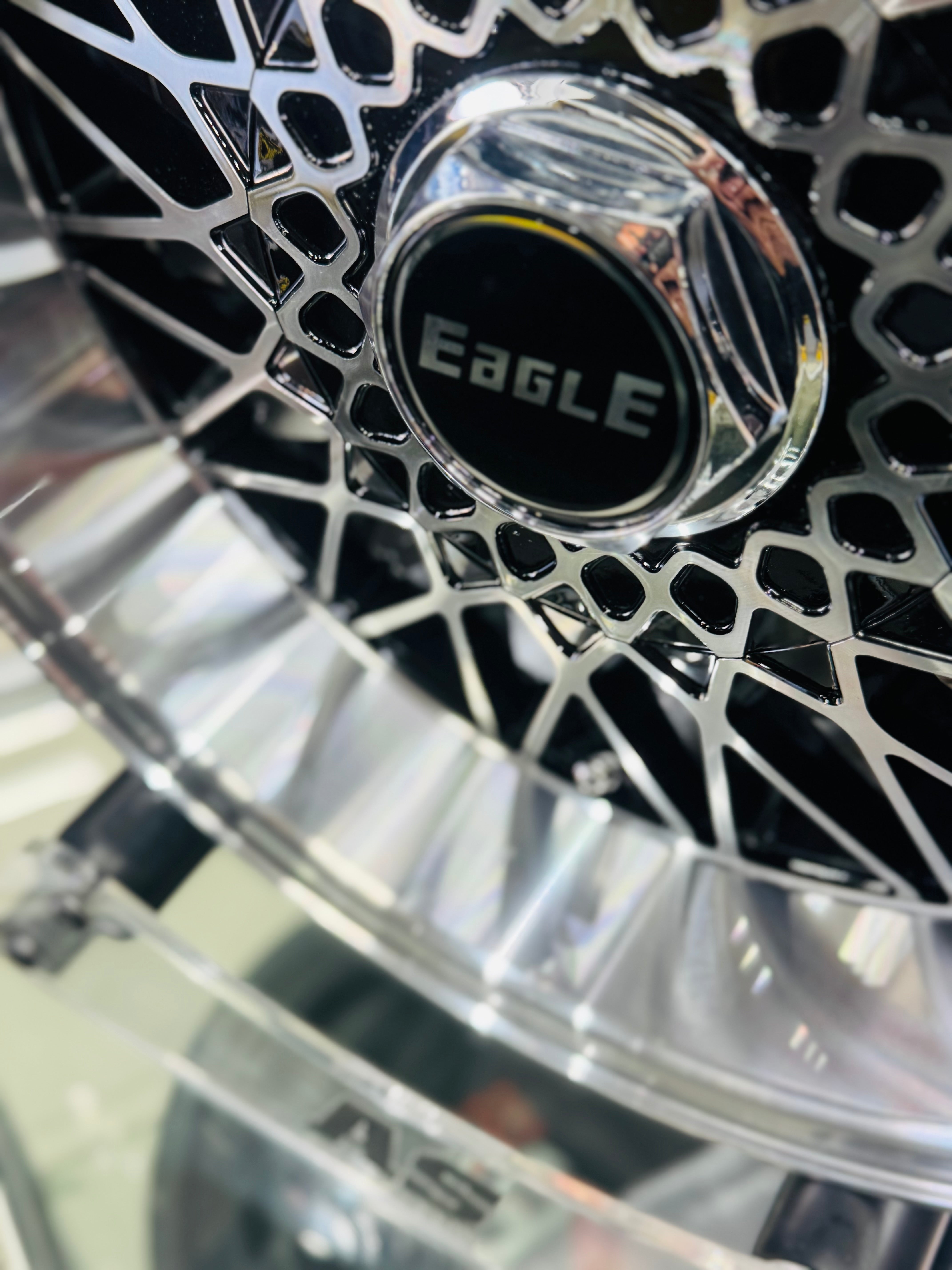 17” AS-EAGLE MACHINE BLACK DEEP DISH REAR 4/100 4/114