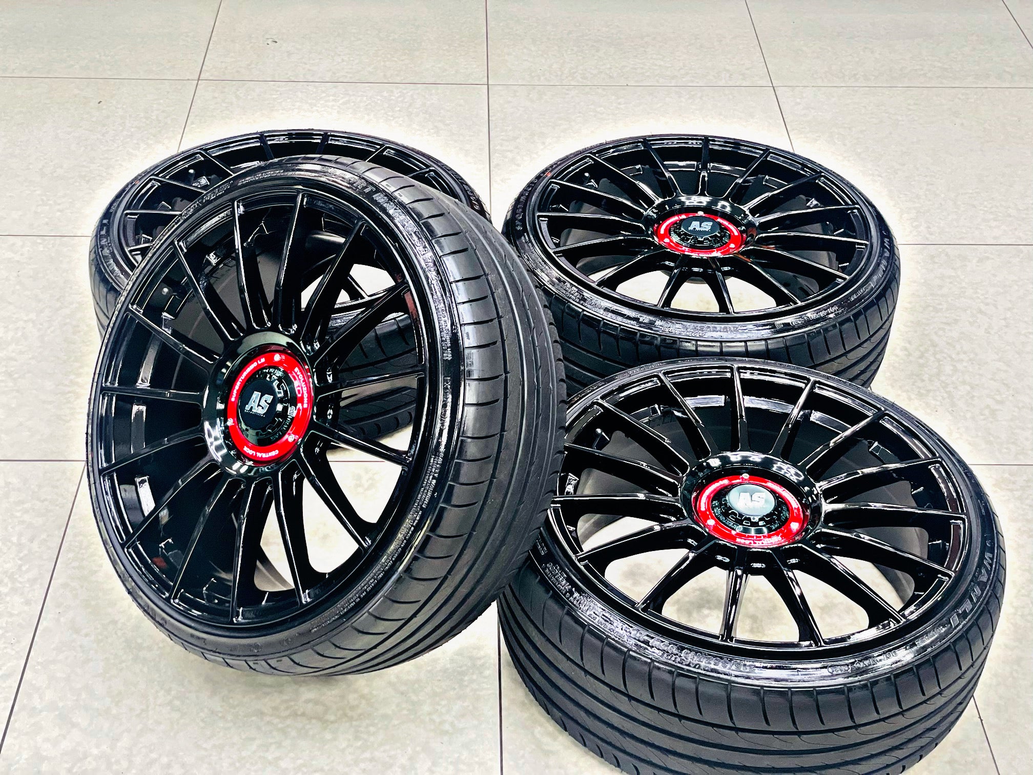 19” AS-SUPERTURISMO  5/112 & 5x100 multi PCD  GLOSS BLACK WITH 215/35/19 TYRES