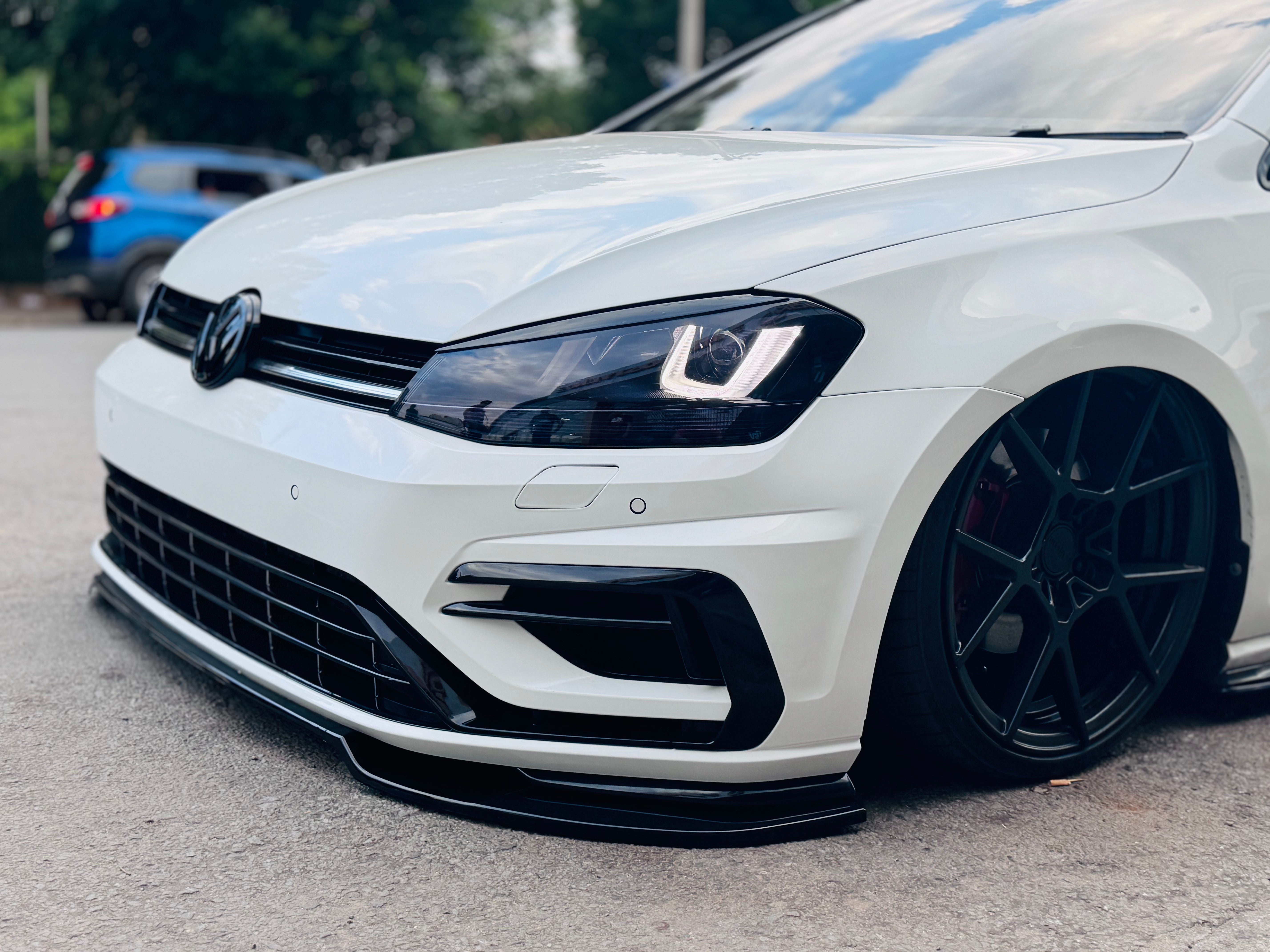 VW GOLF 7 / 7.5 / 7R / 7TSI KERSH 3PCE FRONT SPOILER GLOSS BLACK