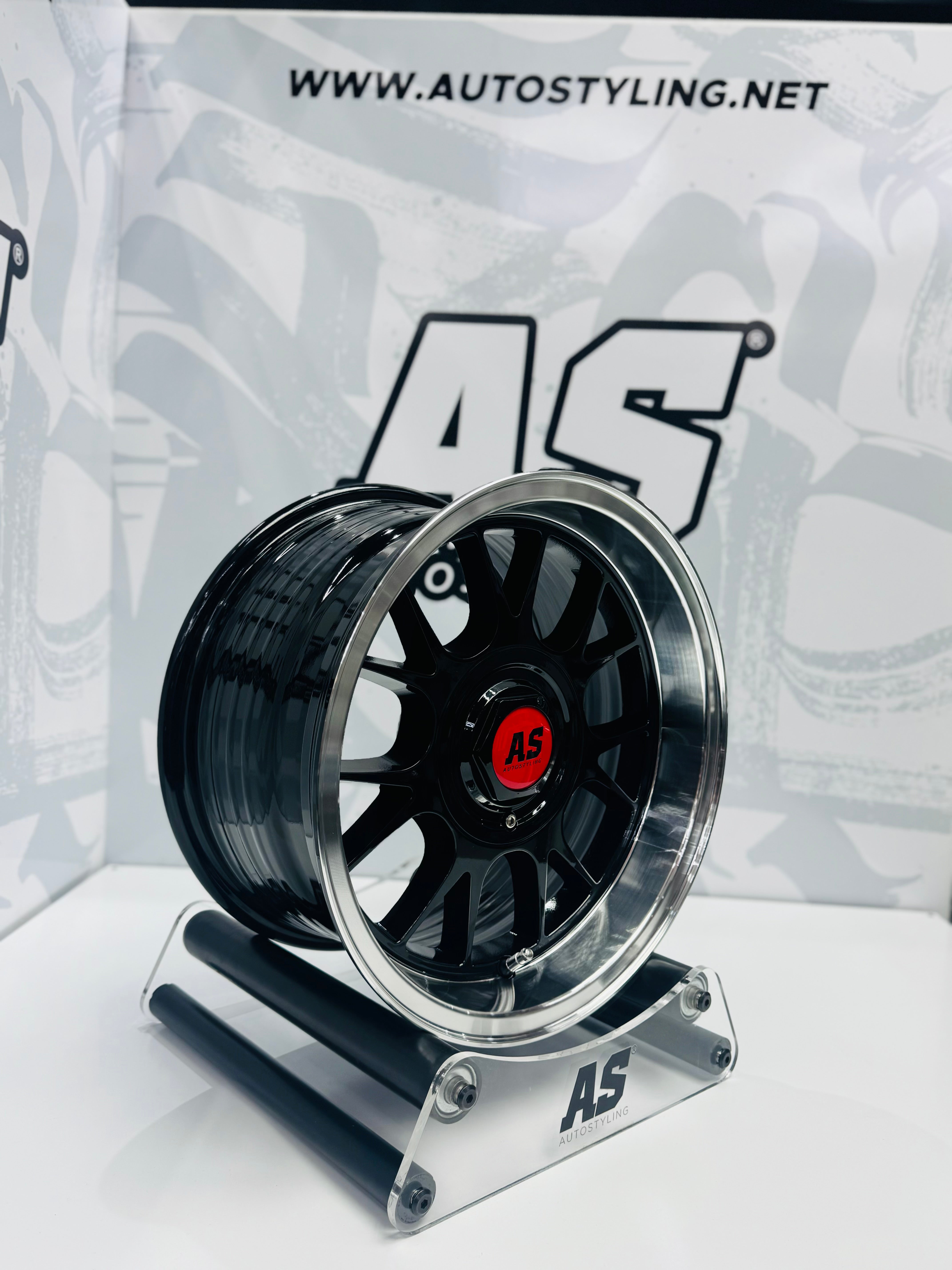 15” AS- 7567 5x100 & 5x114 black  machine lip wheels
