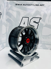 15” AS- 7567 5x100 & 5x114 black  machine lip wheels