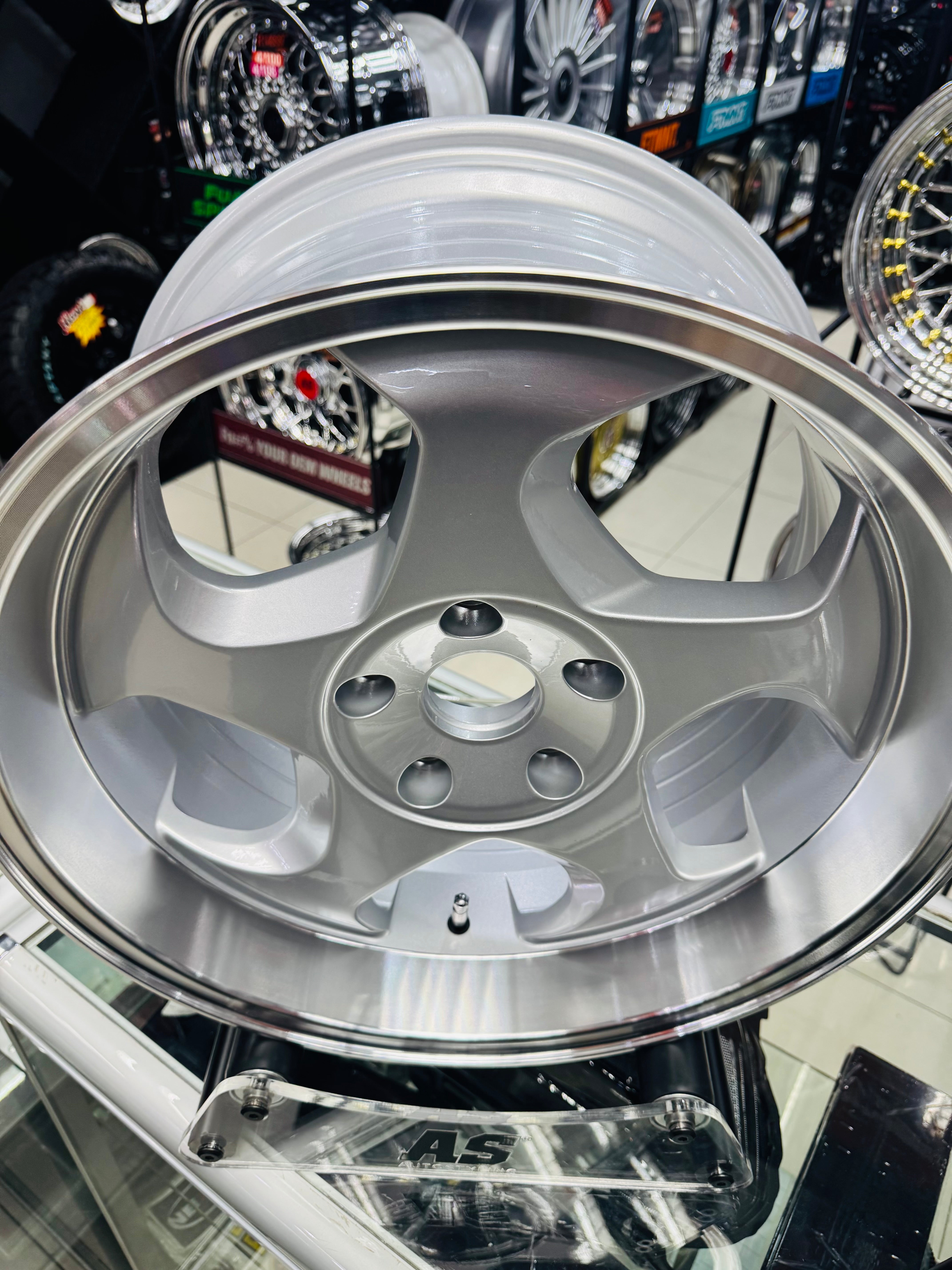 17” AS- THROWING STARS  5x120 BMW NARROW WIDES  SILVER RIMS