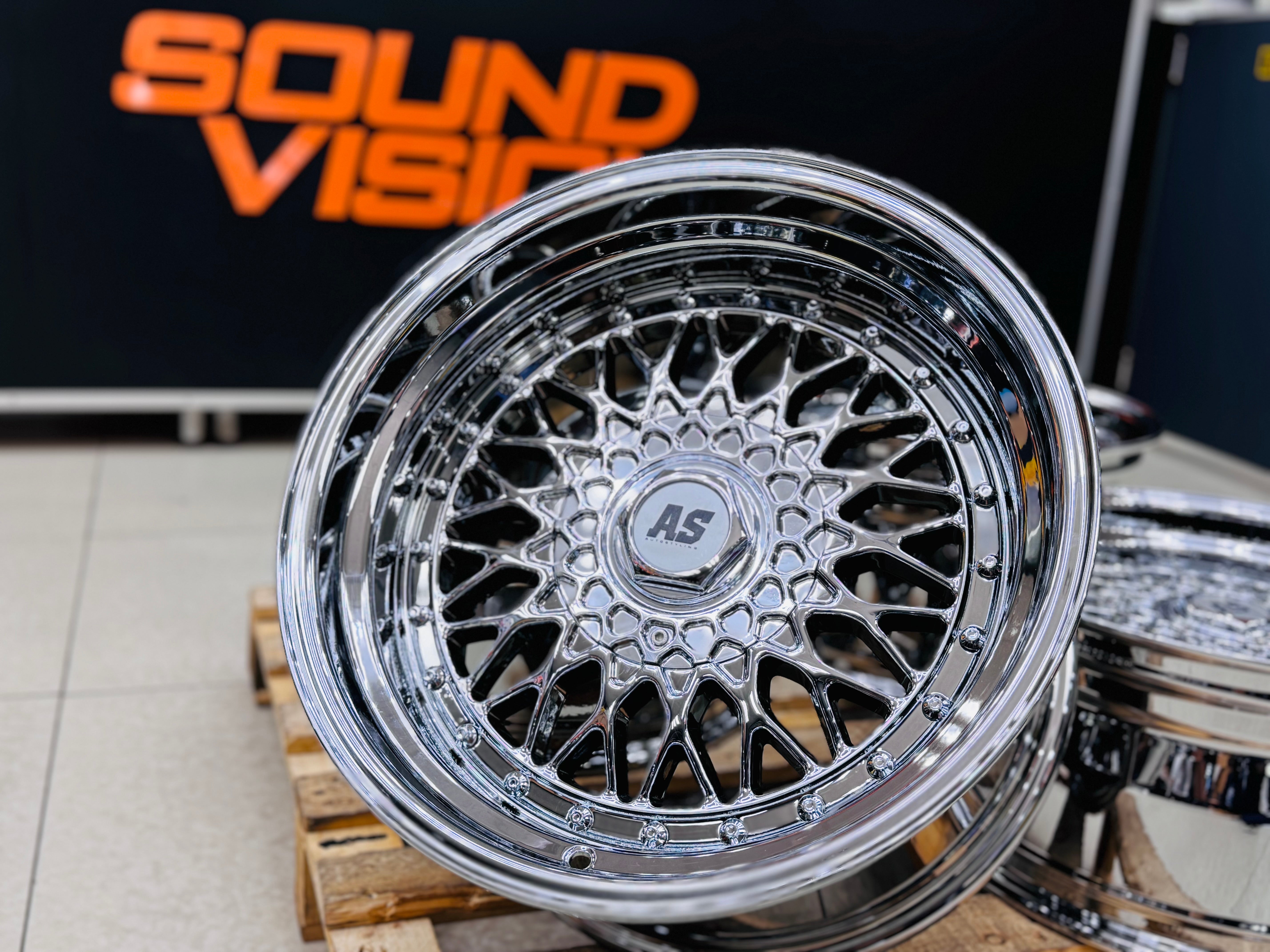 17” AS® CHROME WITH CHROME STUDS  4x100 & 5x100 10j