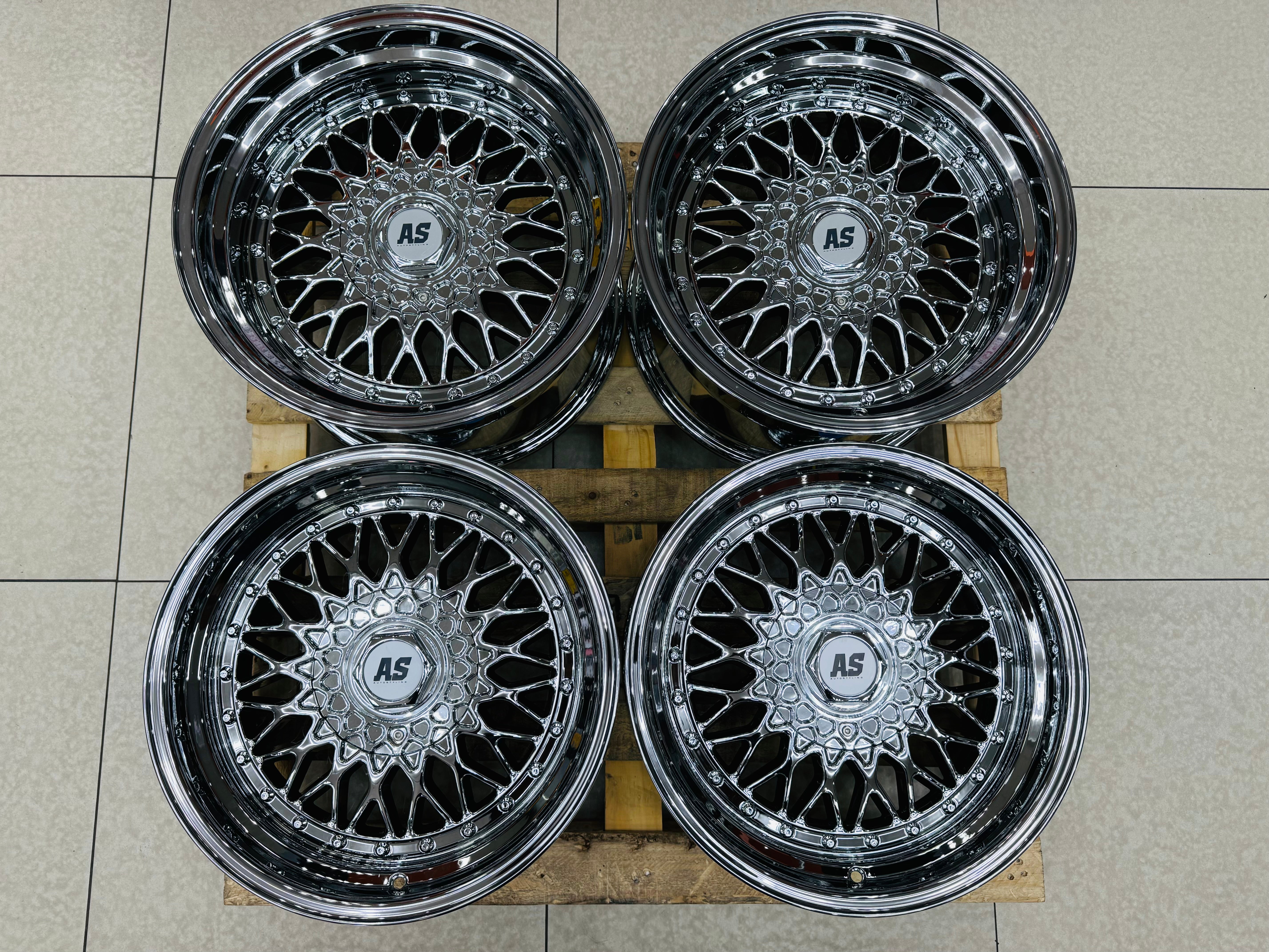 17” AS® CHROME WITH CHROME STUDS  4x100 & 5x100 10j