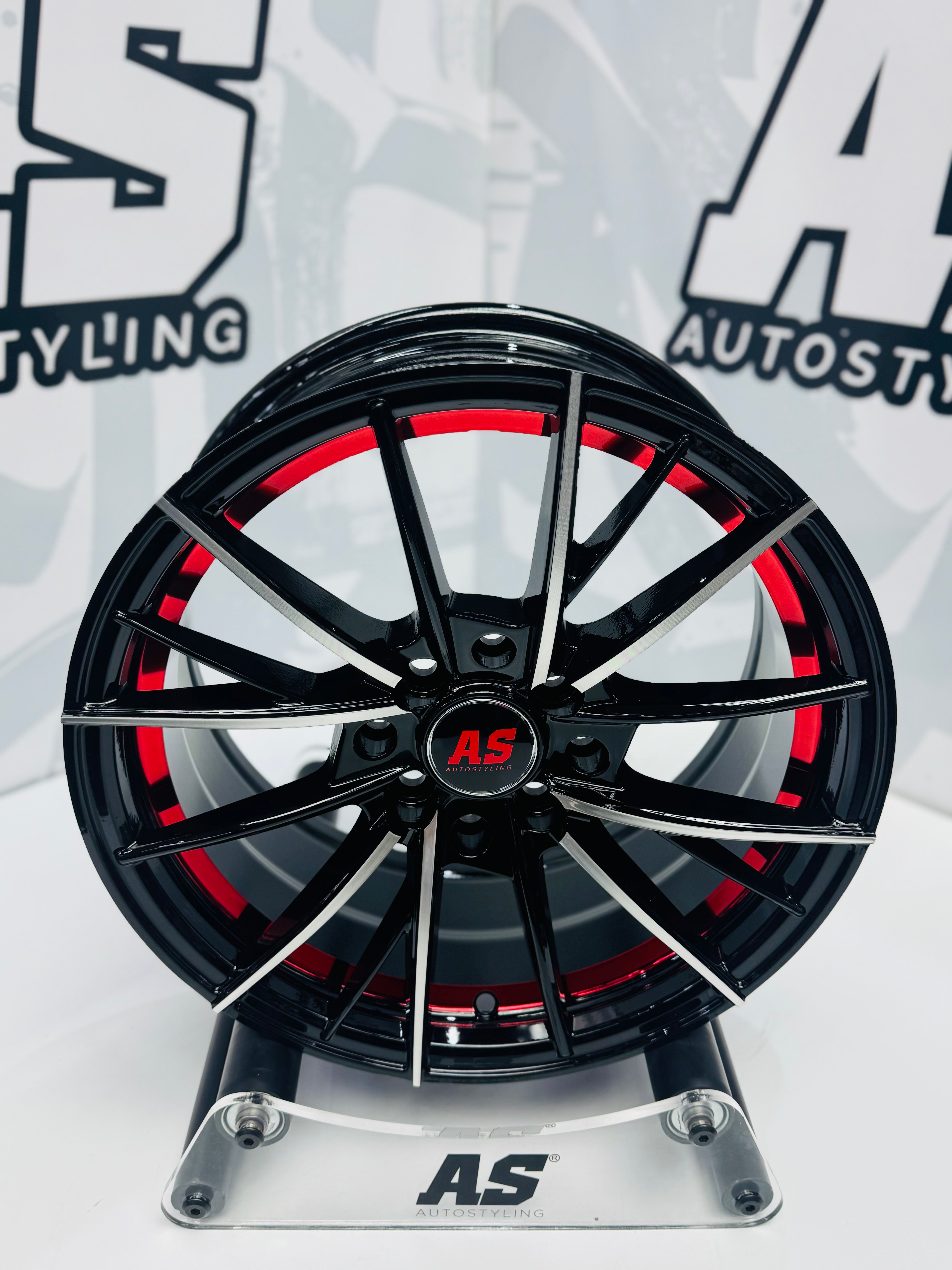 15” M8960  4x100 4x114  Machine black red - Autostyling Klerksdorp