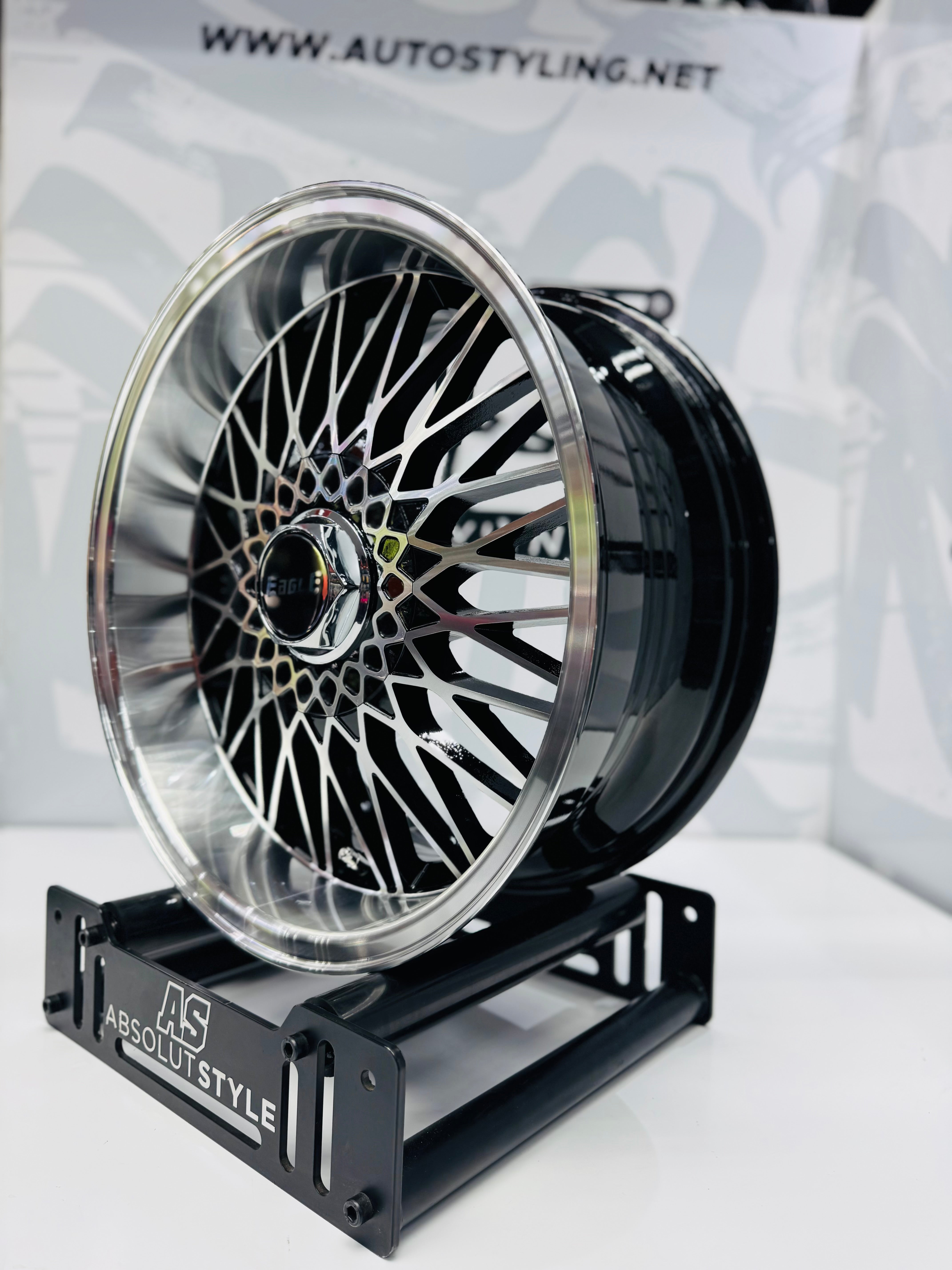 17” AS-EAGLE MACHINE BLACK DEEP DISH REAR 4/100 4/114