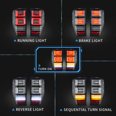 VLAND Full LED Tail Lights For Ford Ranger (T6) 2012-2018 1st Gen w/Sequential Indicators