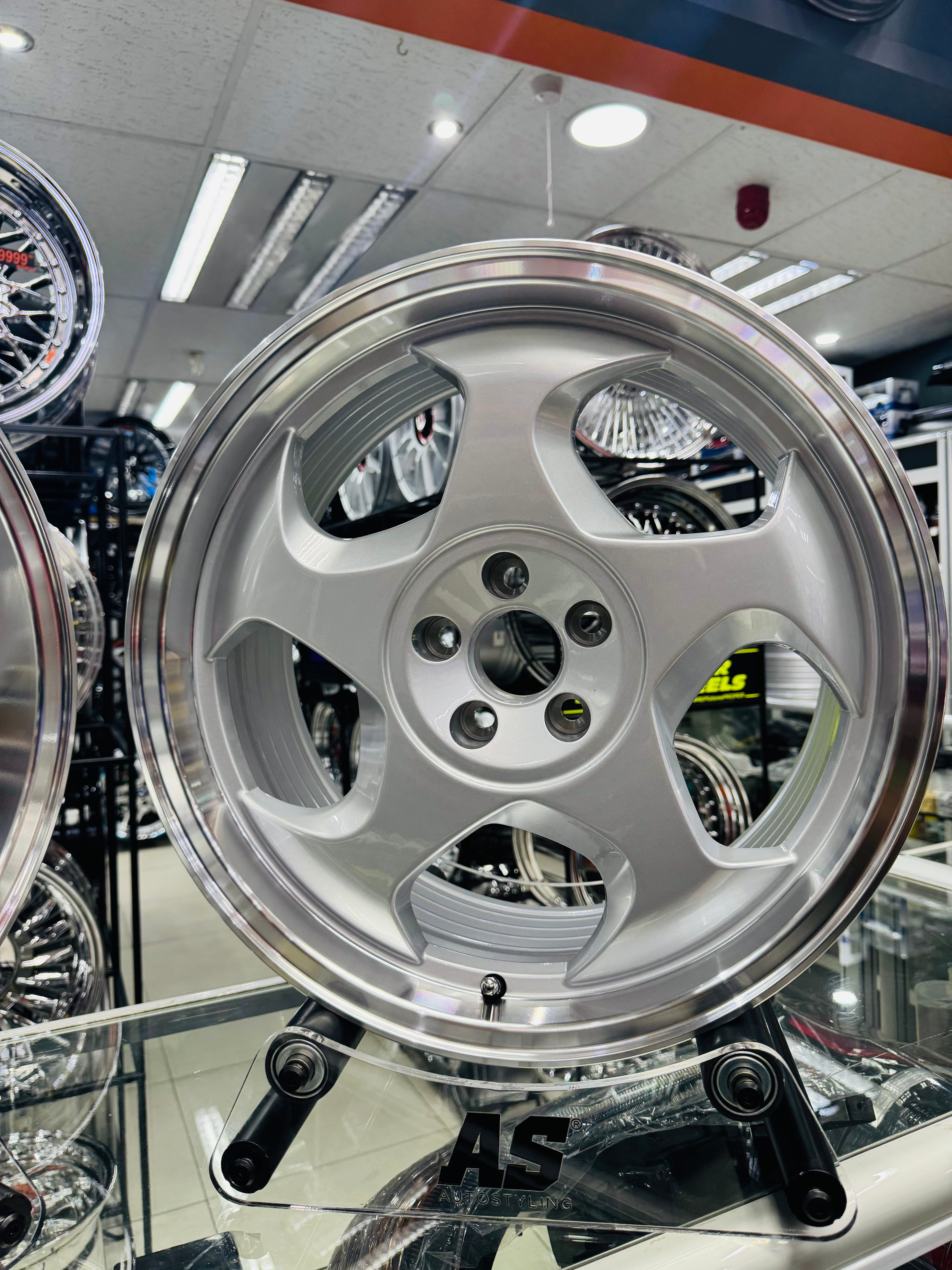 17” AS- THROWING STARS  5x120 BMW NARROW WIDES  SILVER RIMS