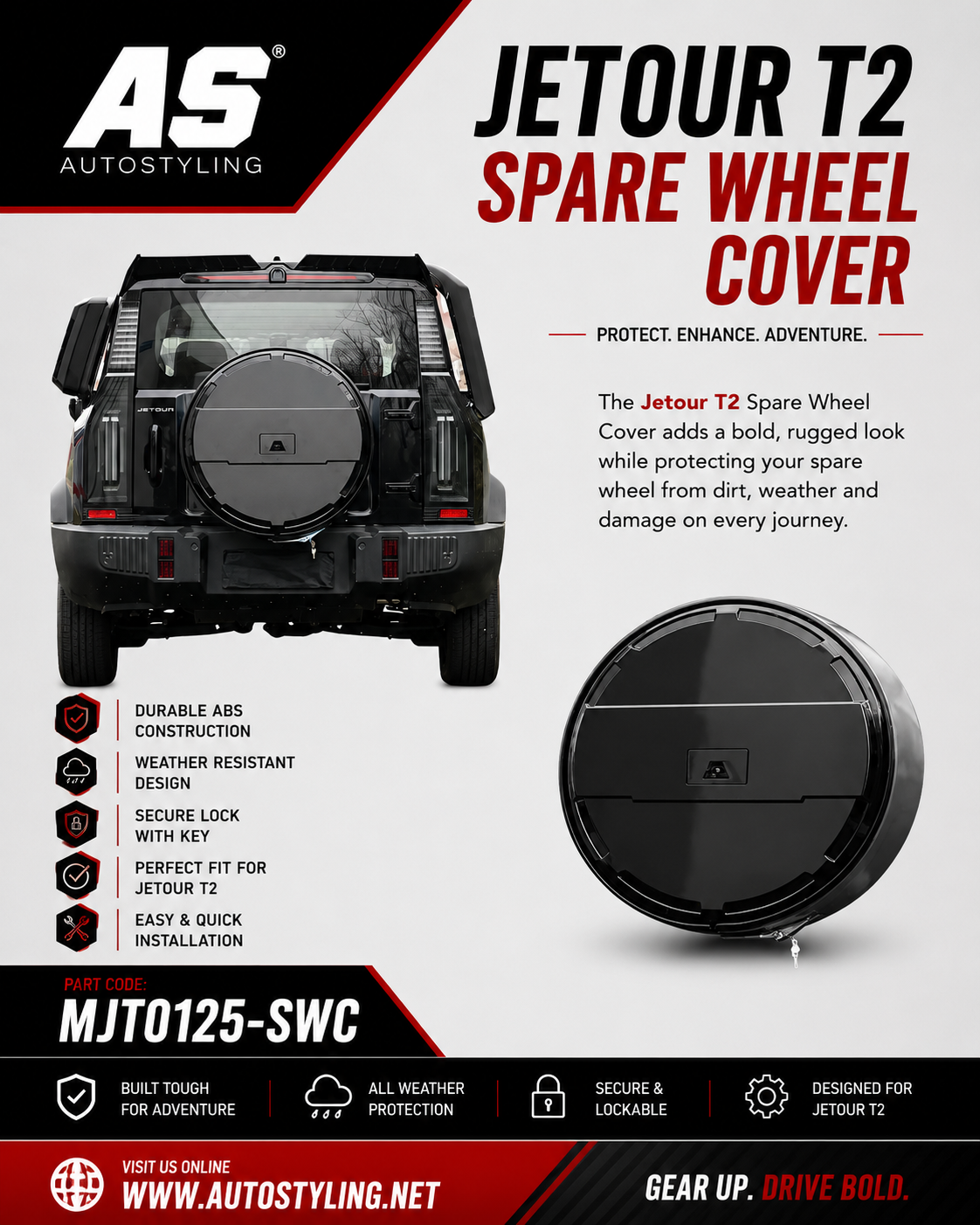 Jetour T2 (25-On) adventure Edition Stainless Steel Spare Wheel Cover - Autostyling Klerksdorp