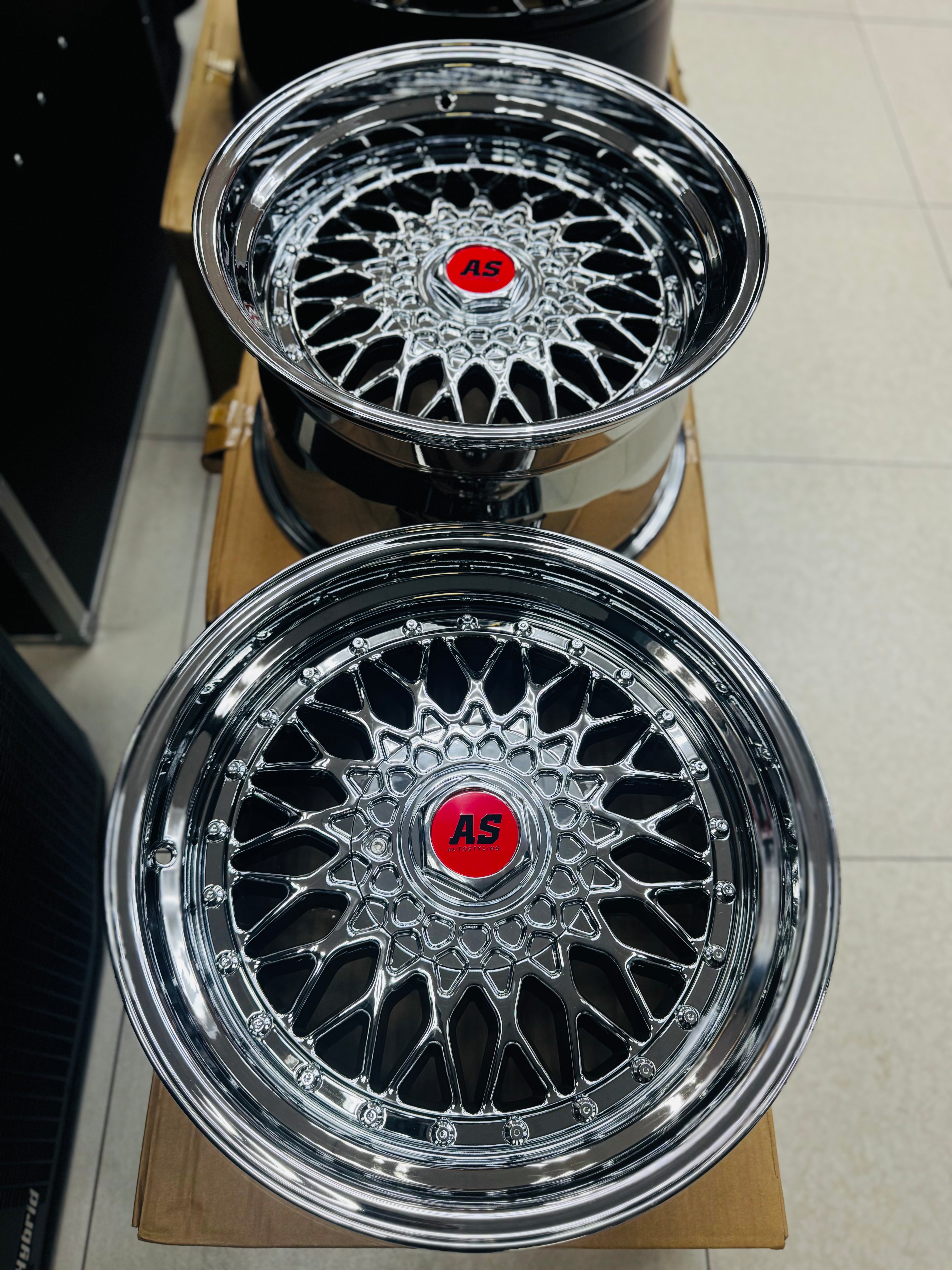 17” AS® CHROME WITH CHROME STUDS  4x100 & 5x100 10j