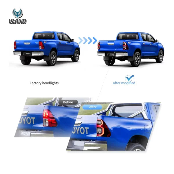 2015 to 2022 GD6 style Toyota Hilux SR5 8th Gens (GUN125,GUN126R) Vland LED Tail Lights With Dynamic Welcome Lighting