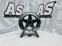 15” AS APEX - 7704  4/100 4/108 gunmetal grey wheels