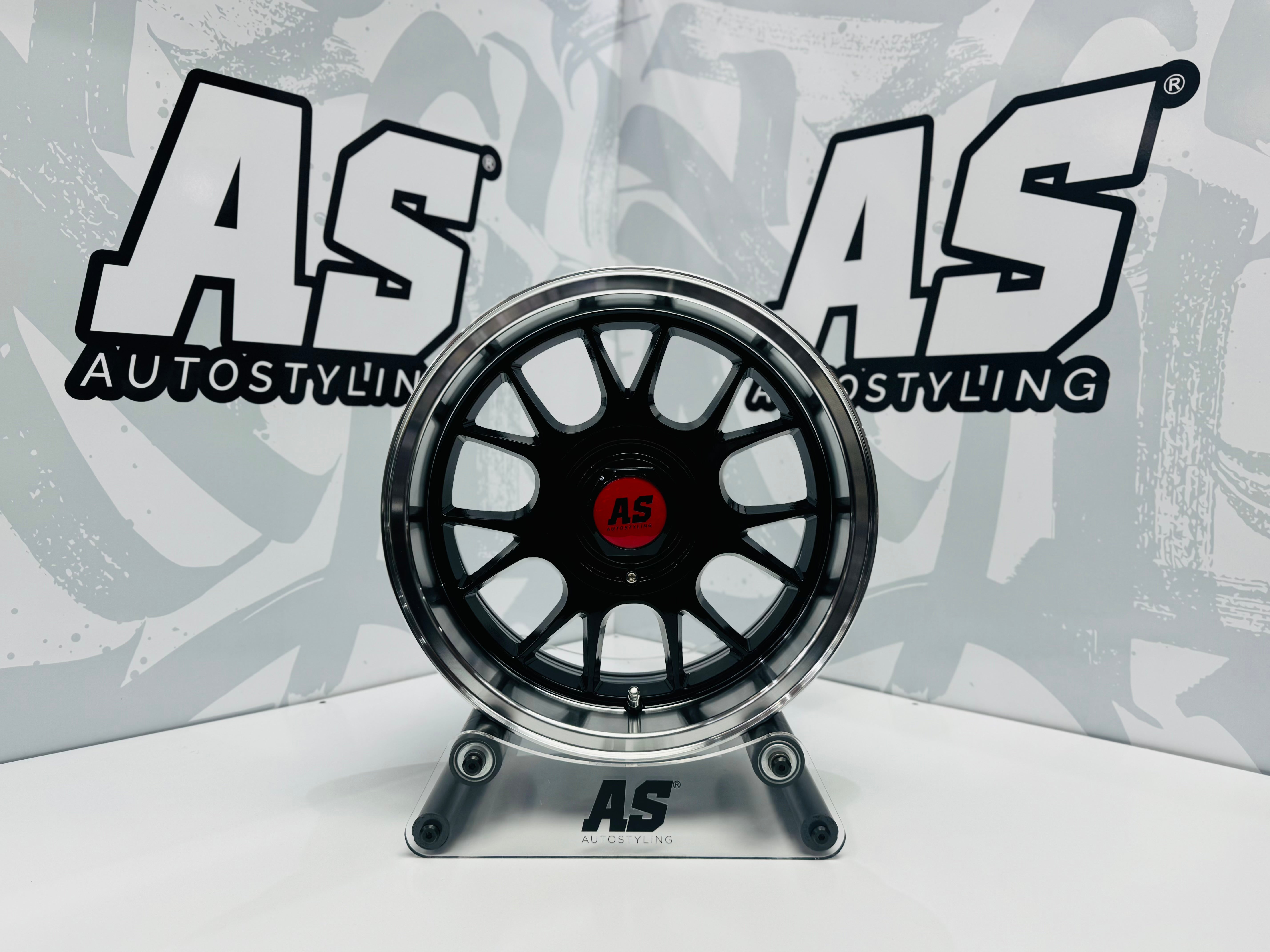 15” AS- 7567 5x100 & 5x114 black  machine lip wheels