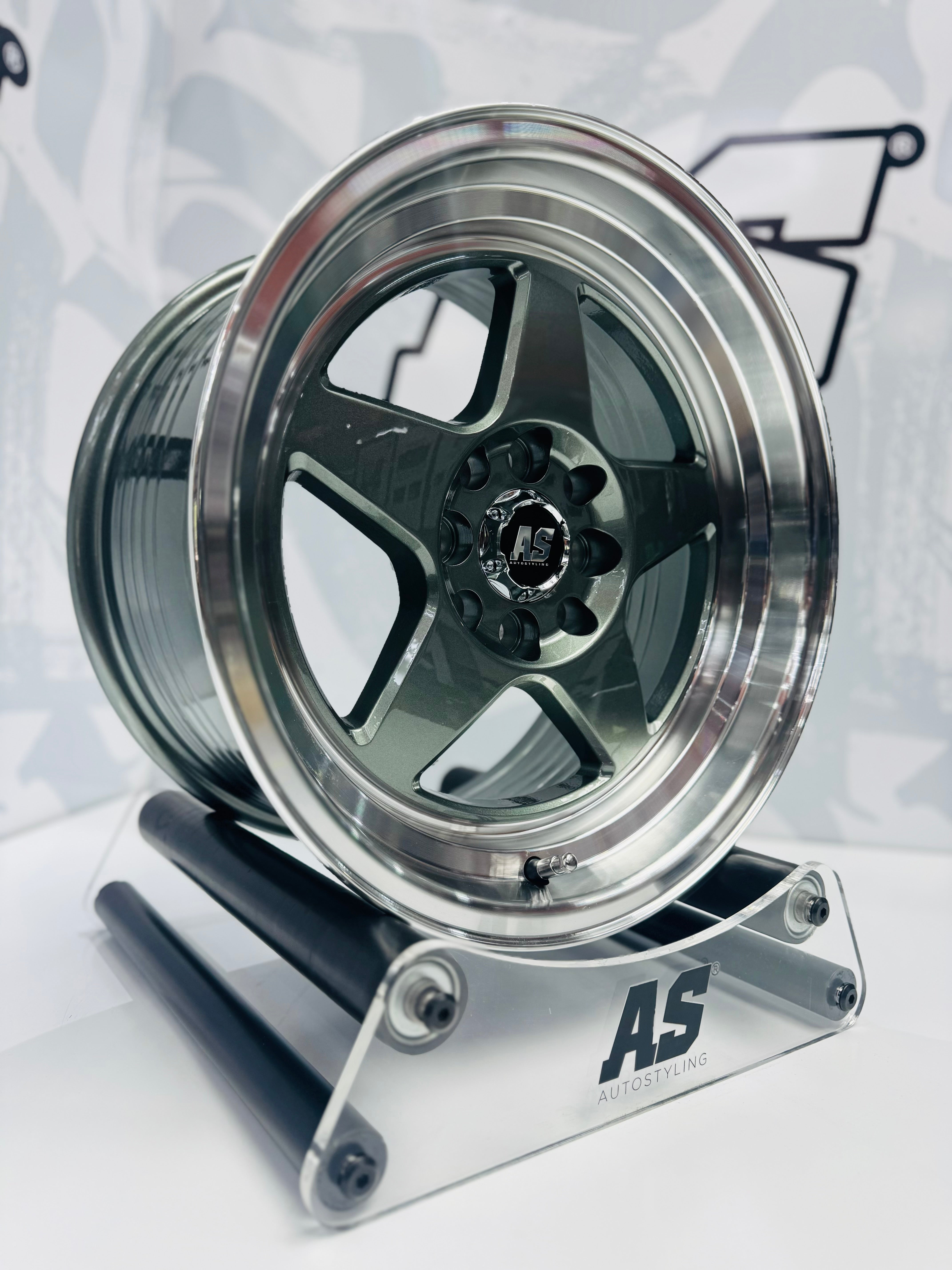 15” AS APEX - 7704  4/100 4/108 gunmetal grey wheels
