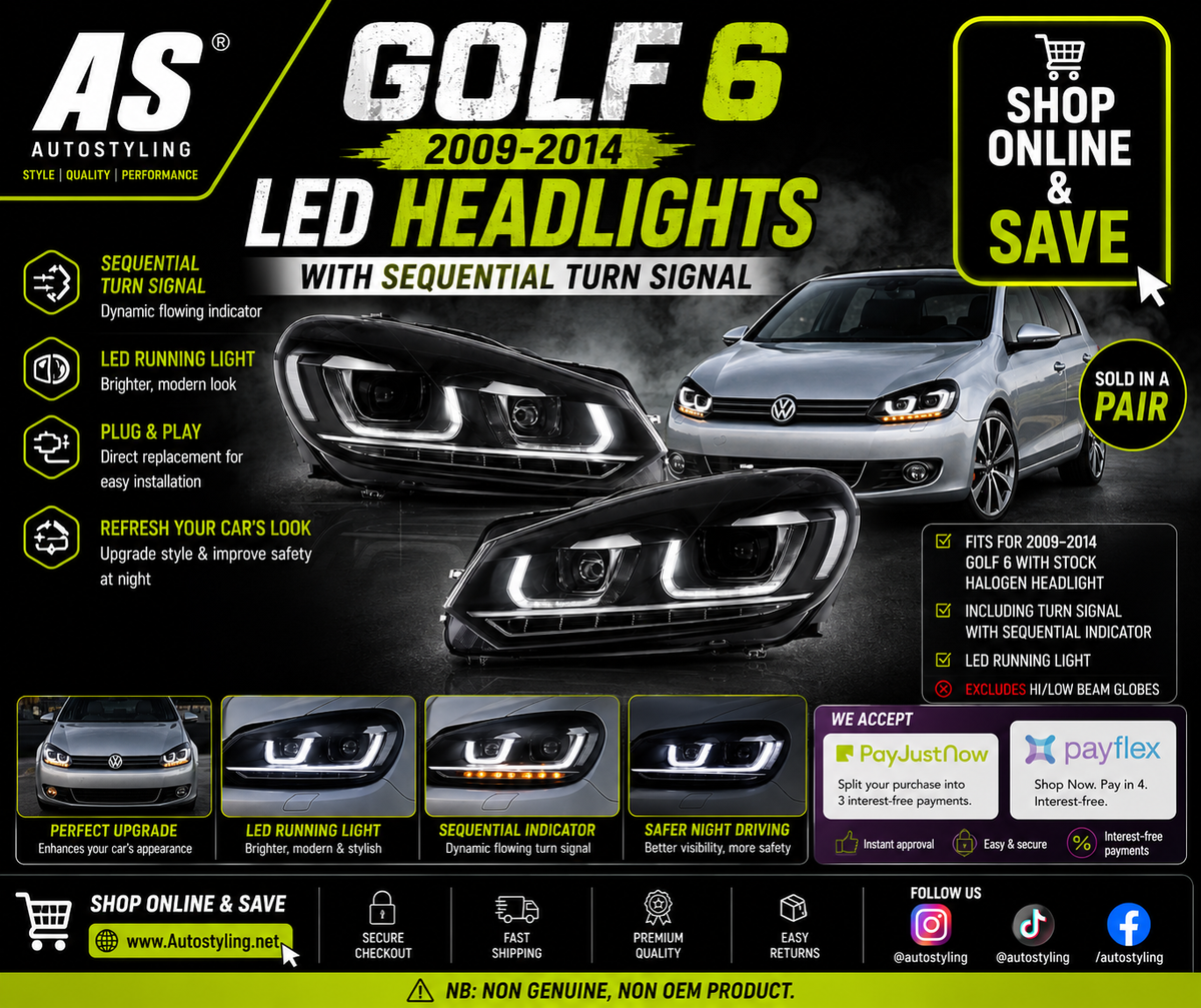 VLAND VW Golf Mk6 2009-2014 Dual Beam Projector Aftermarket Headlights With Demon Eyes Black non gti