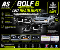 VLAND VW Golf Mk6 2009-2014 Dual Beam Projector Aftermarket Headlights With Demon Eyes Black non gti