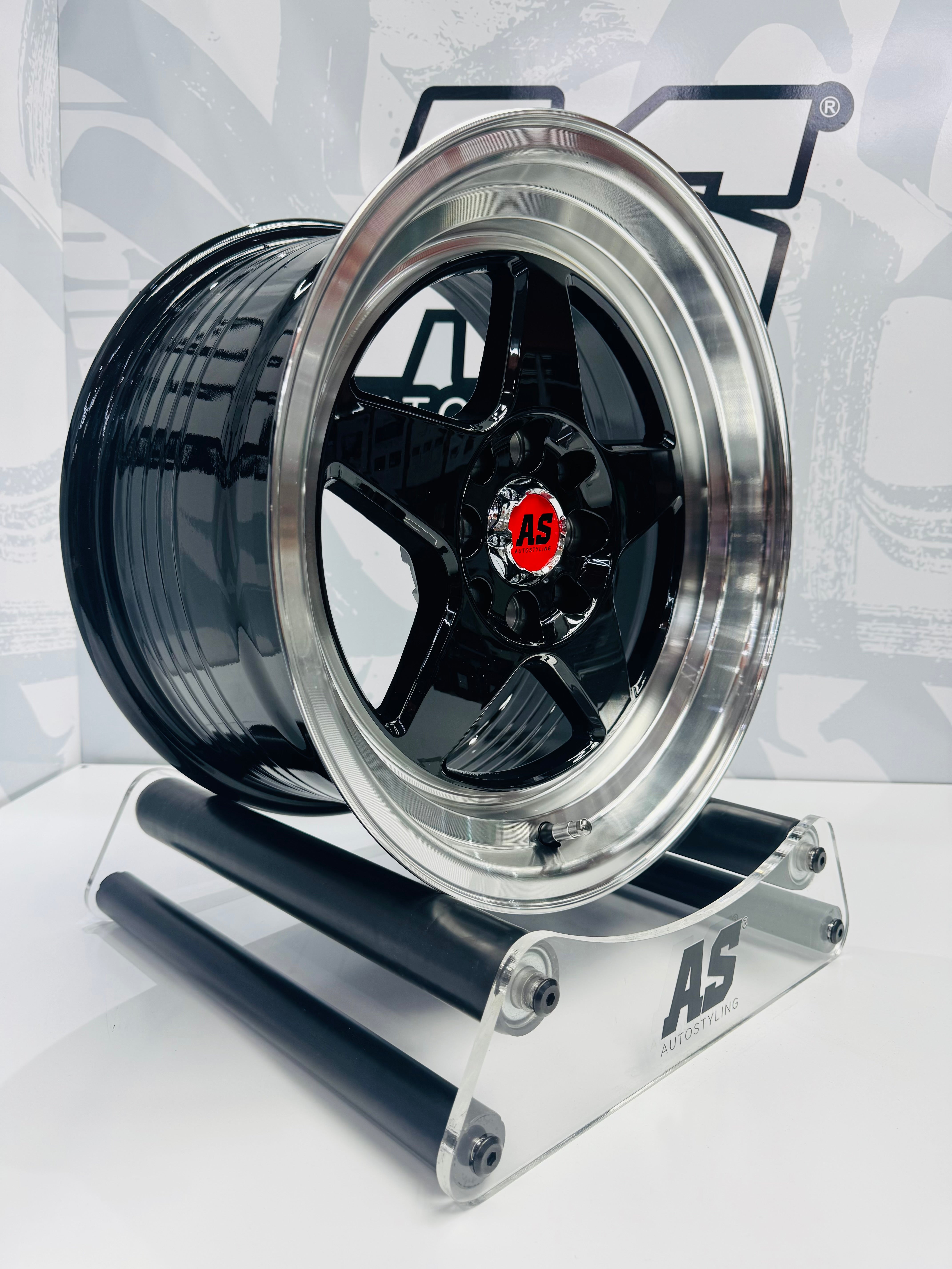 15” AS- 7703  4/100 4/108 black wheels