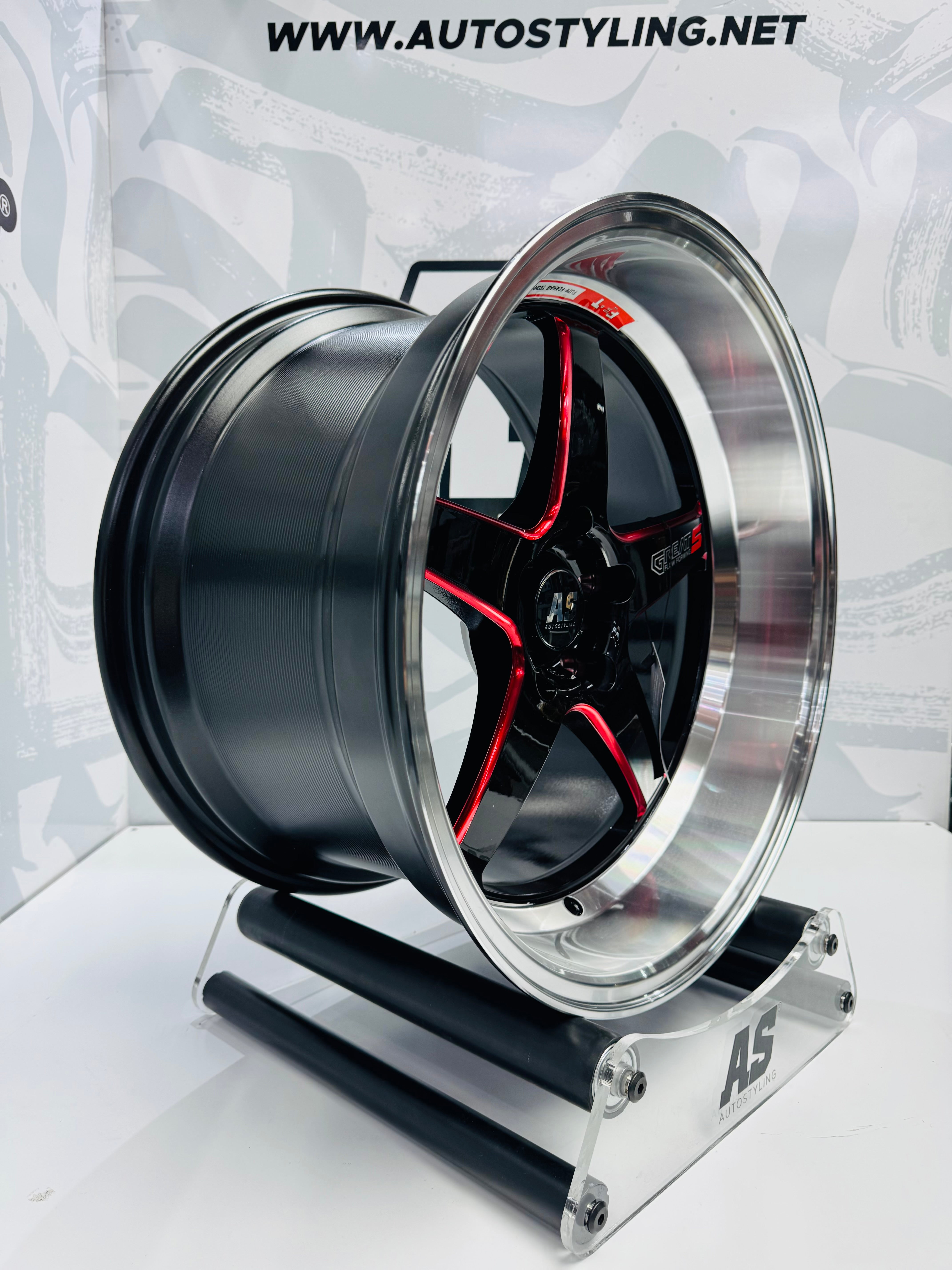 18” F99ZX307 5/114 BLACK with RED MILLING