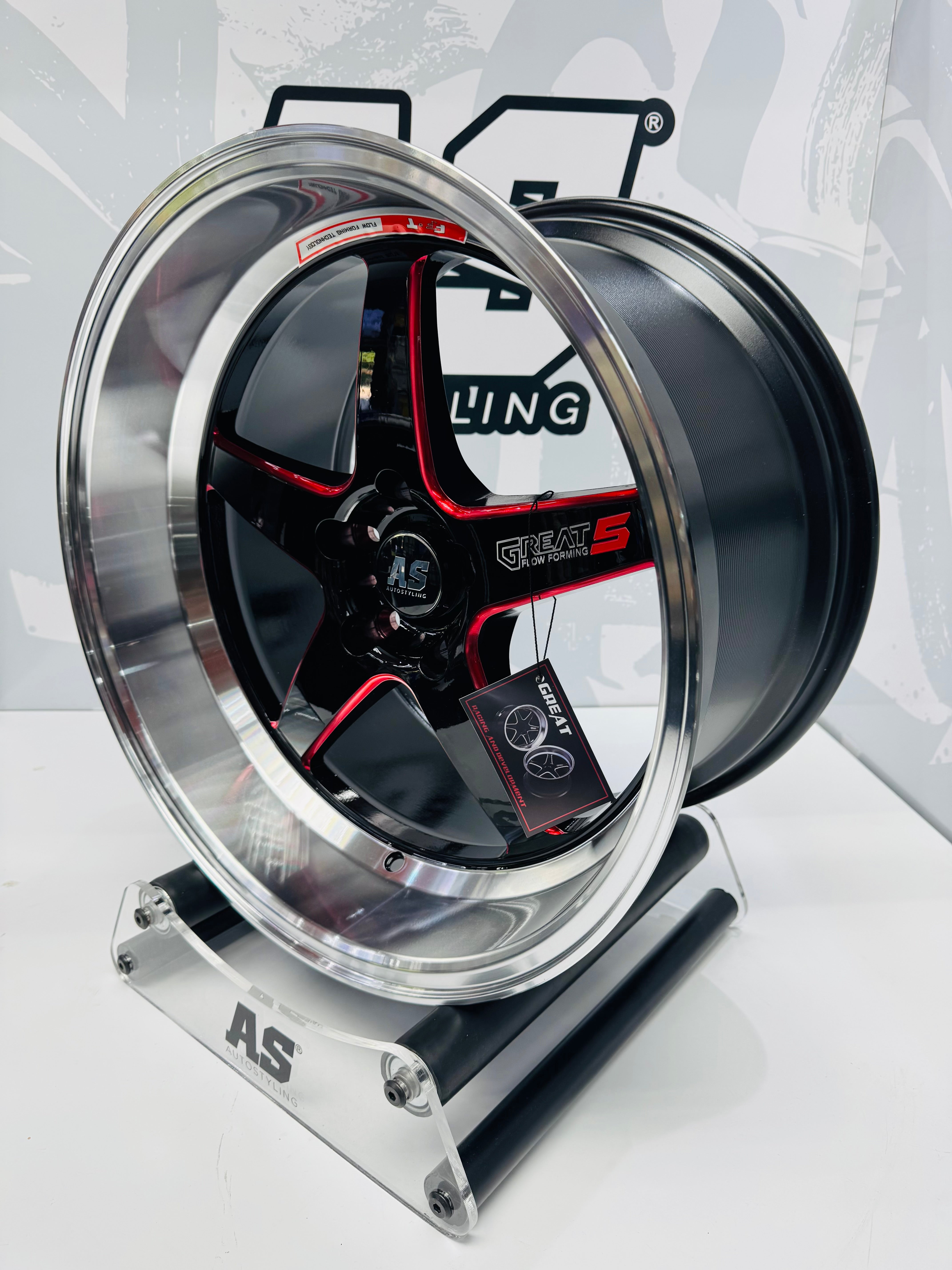 18” F99ZX307 5/114 BLACK with RED MILLING