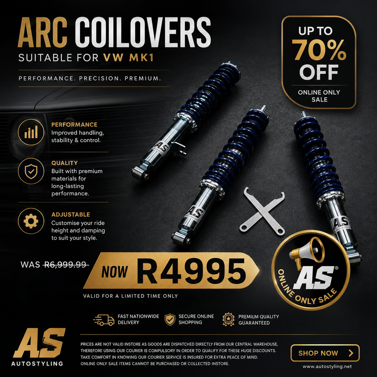 ARC COILOVERS SUITABLE FOR VW MK1 - Autostyling Klerksdorp