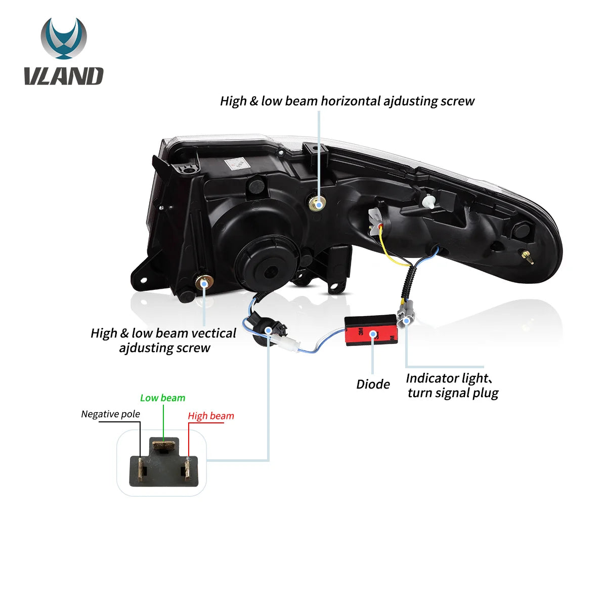 VLAND TOYOTA FJ CRUISER 2007-2015 LED HEADLIGHT WITH GRILL