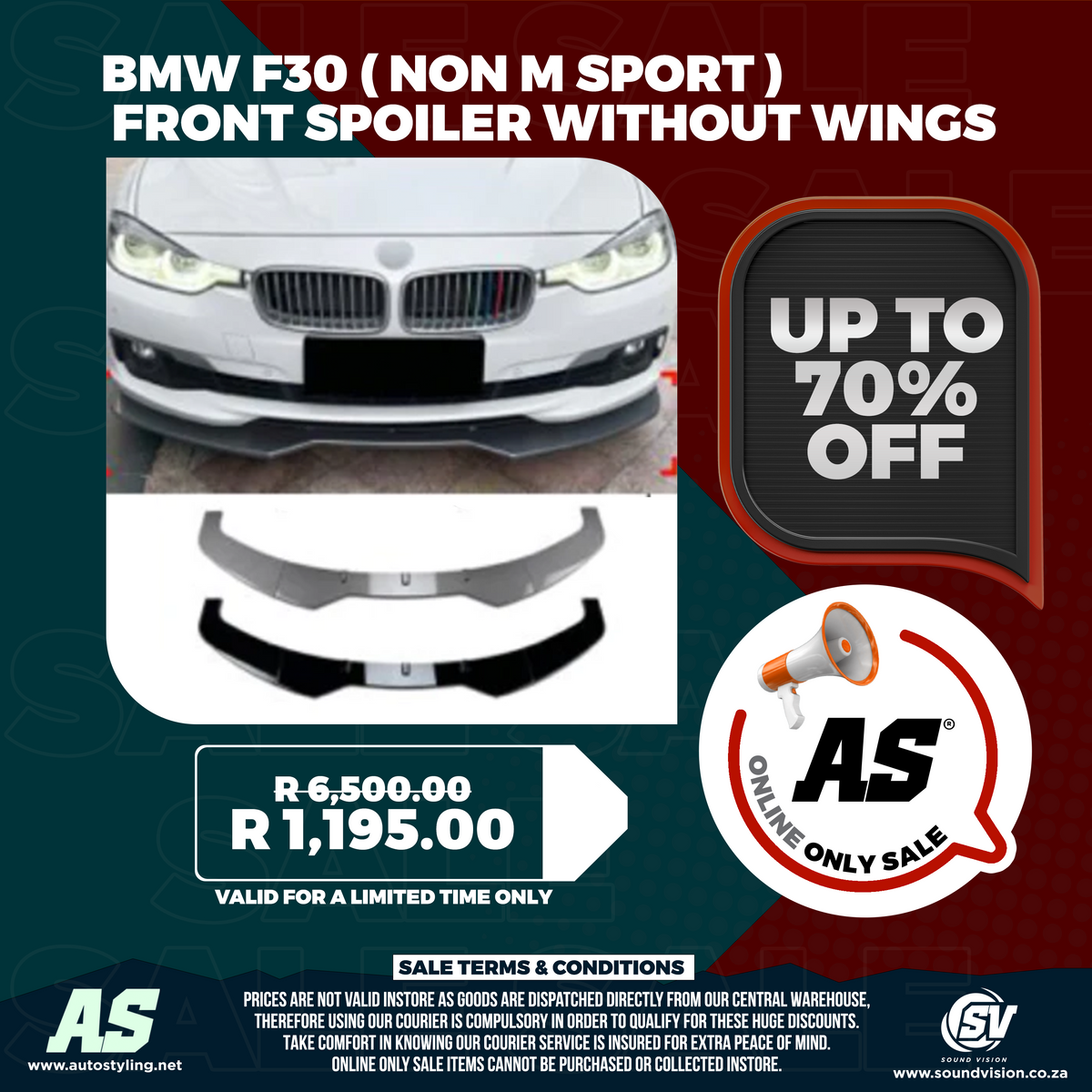 BMW F30 ( Non m sport ) front spoiler without wings