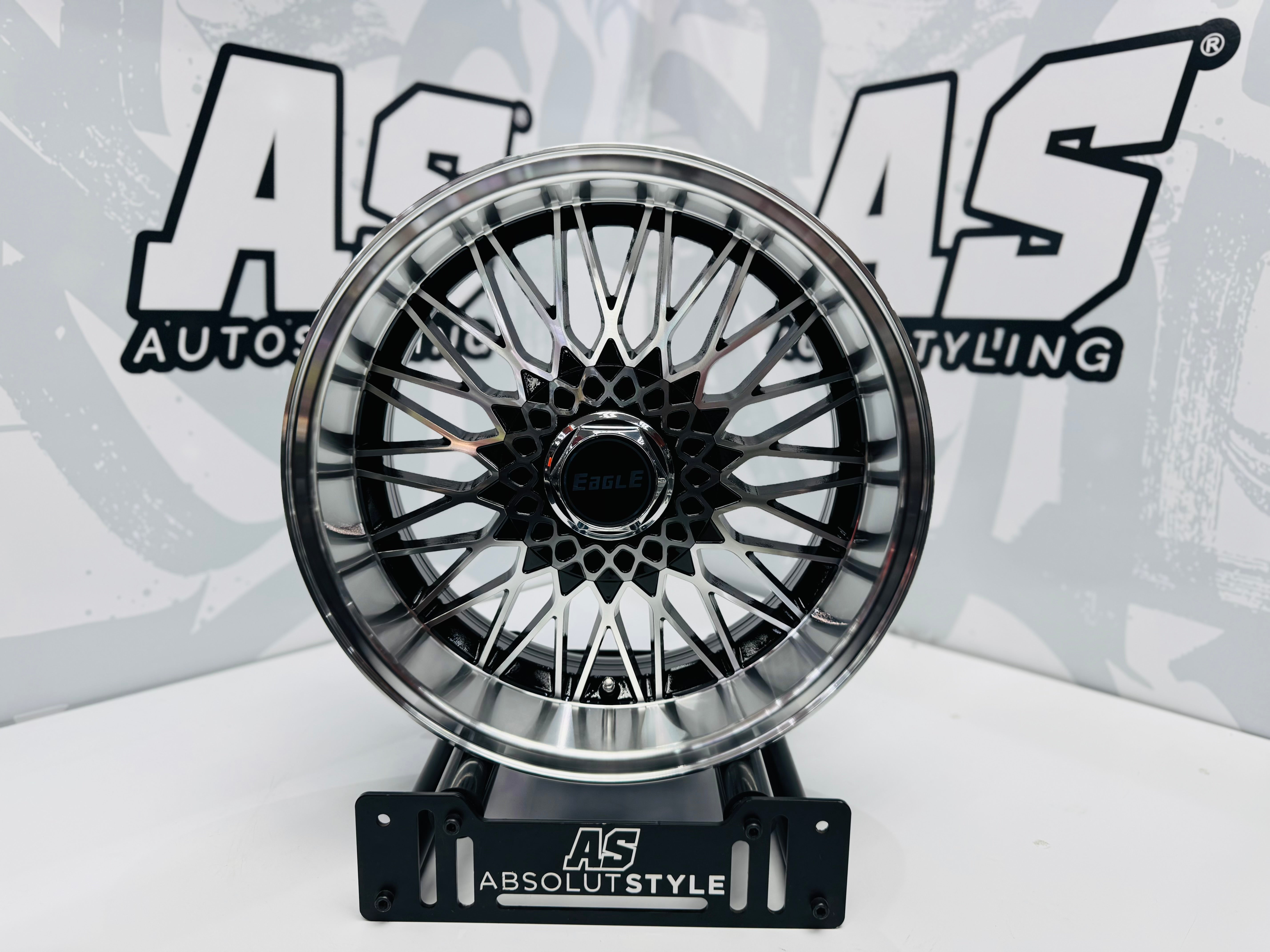 17” AS-EAGLE MACHINE BLACK DEEP DISH REAR 4/100 4/114